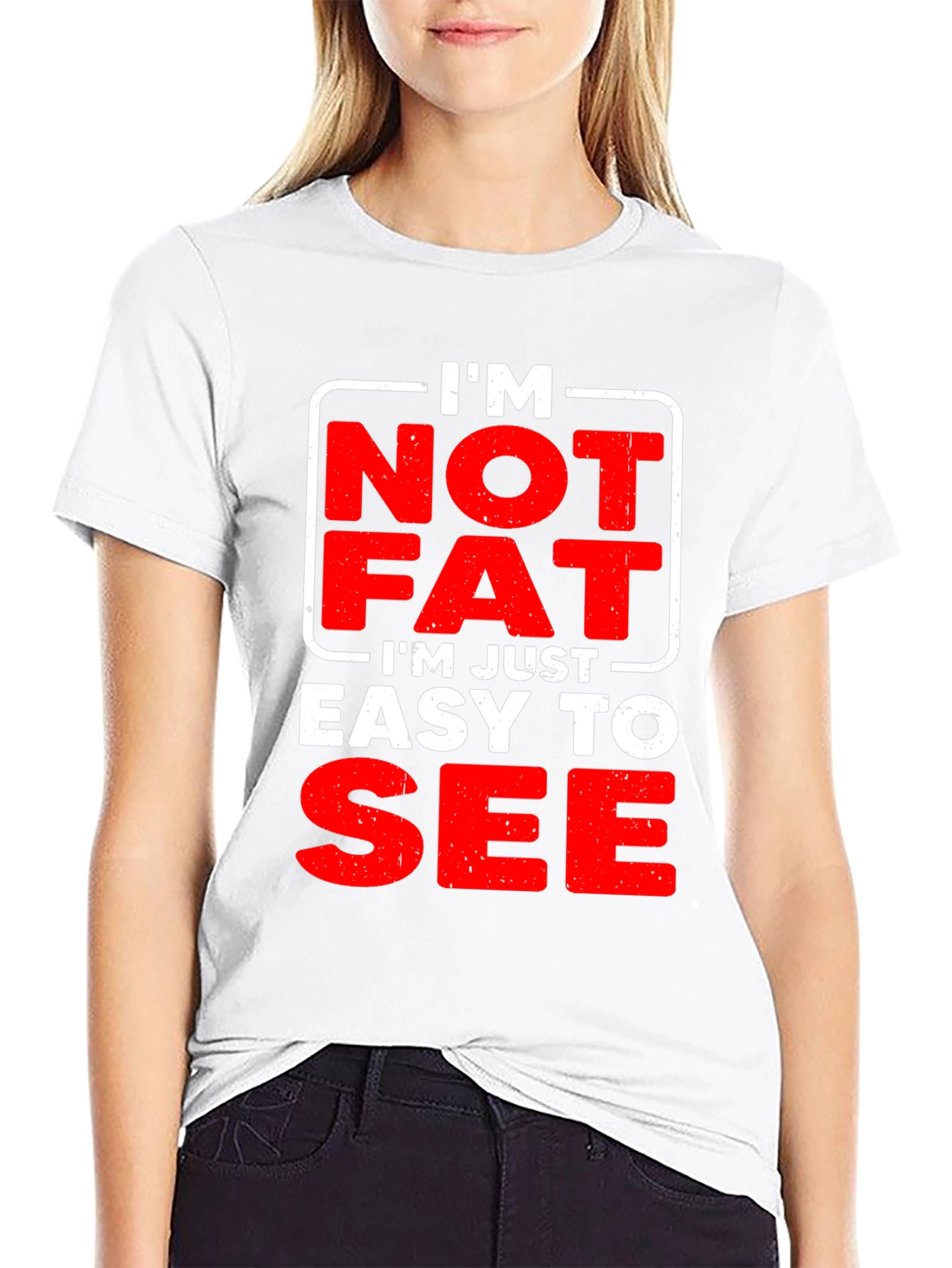 Black Funny Men's "I'm Not Fat" Graphic T-Shirt view 9