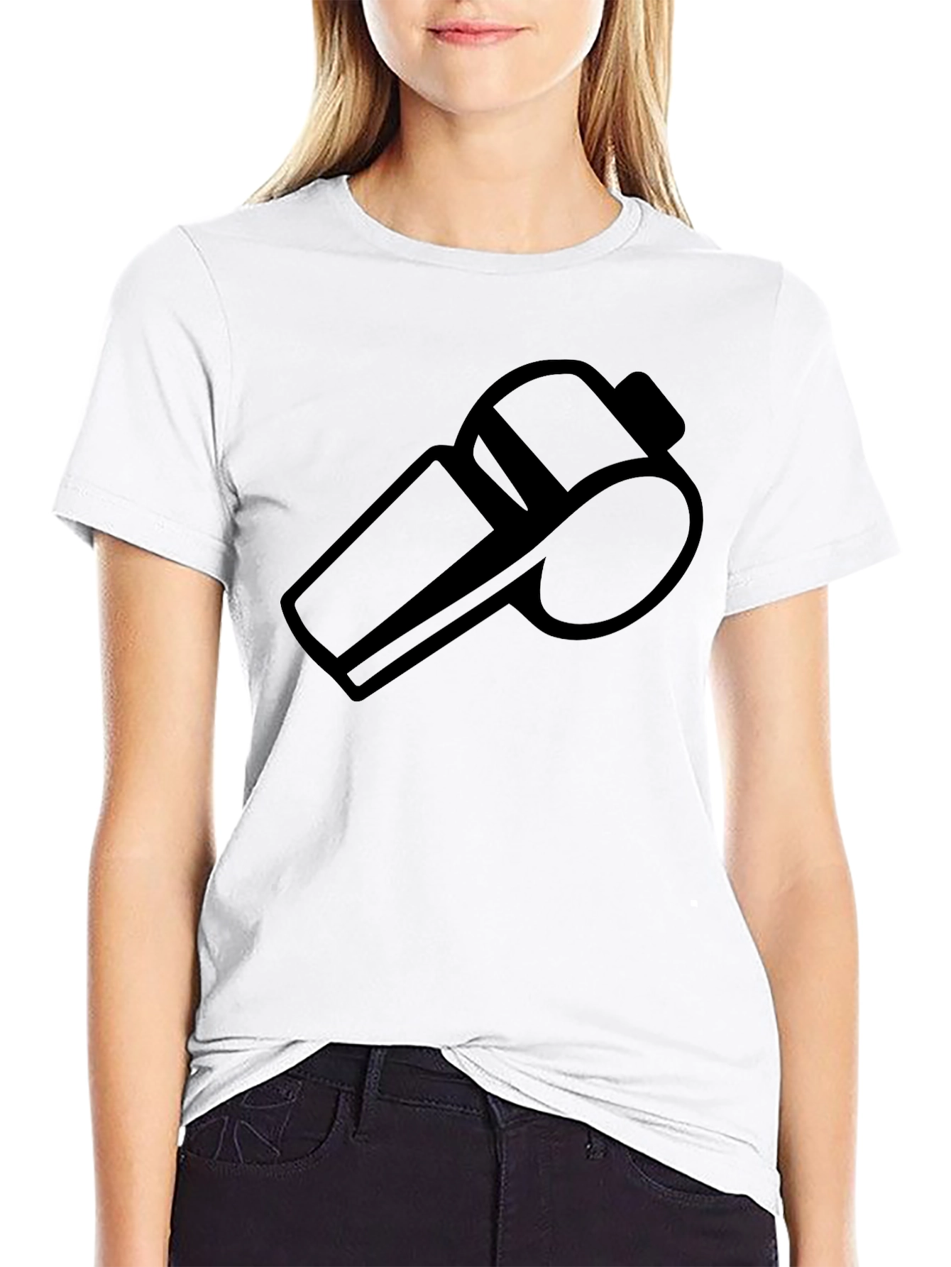 Black Referee Whistle Graphic Tee - Black Cotton T-Shirt view 9