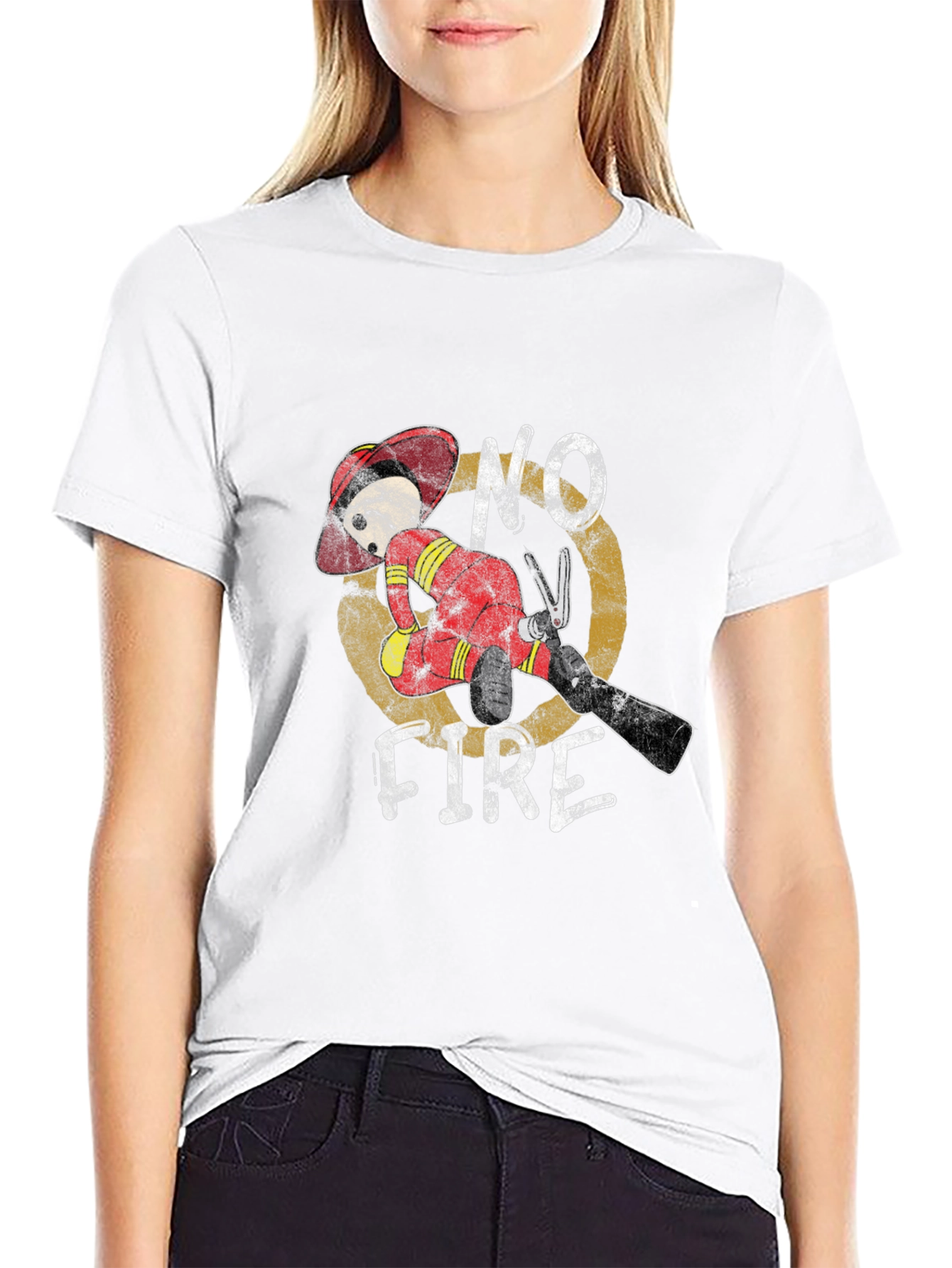 Black No Fire Graphic Tee - Firefighter Humor T-Shirt view 9