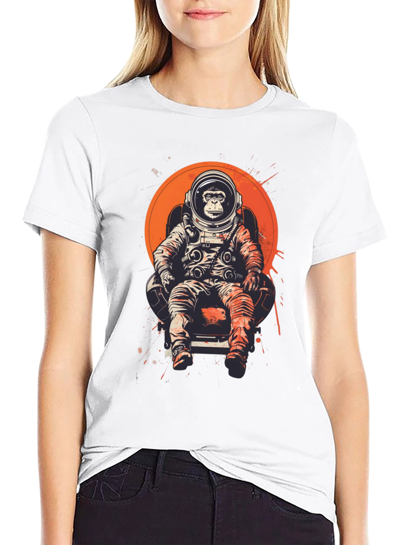 Black Astronaut Monkey T-Shirt - Space Chimpanzee Tee view 9