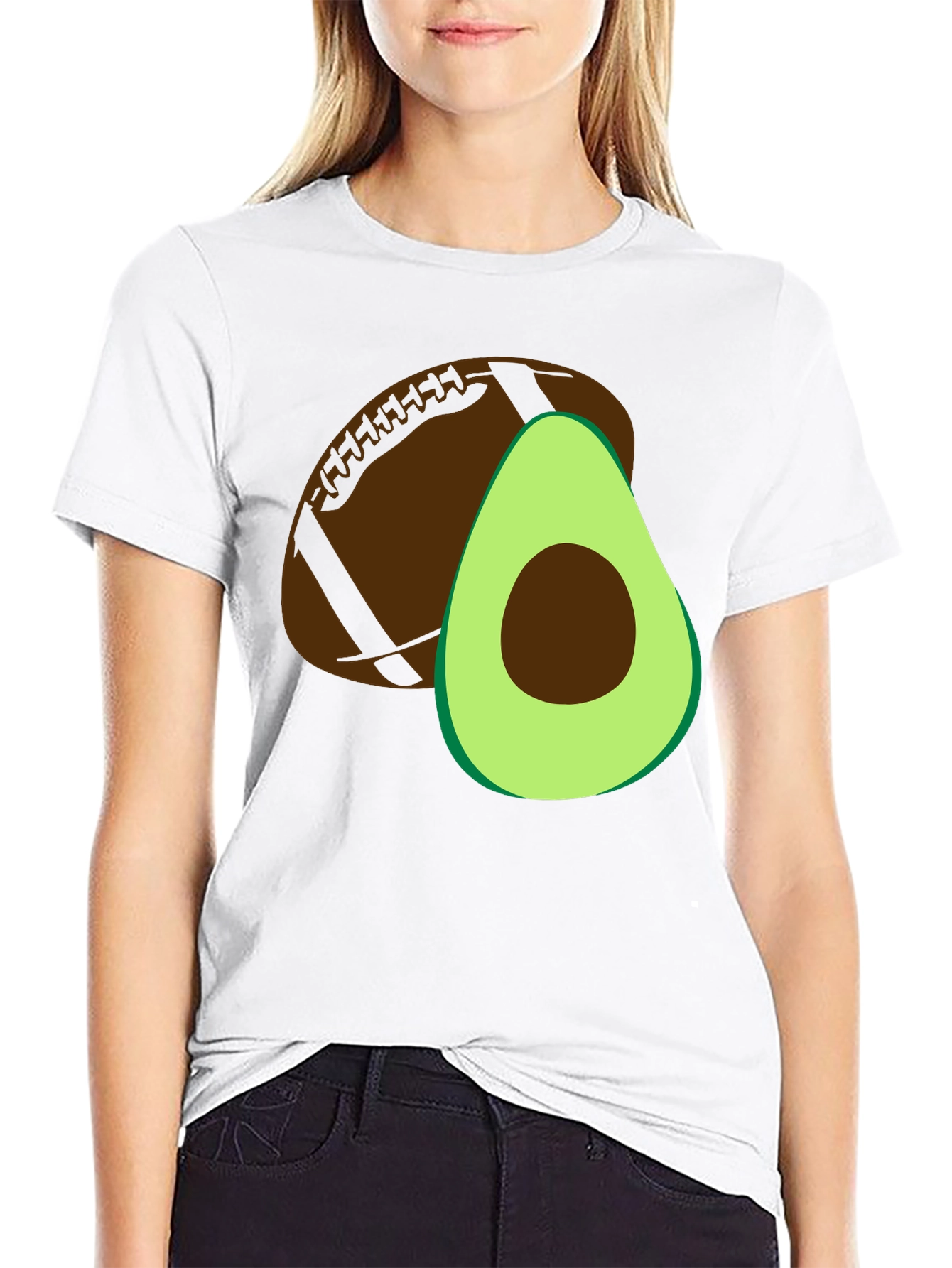 Black Avocado Football Graphic Tee - Casual Mens T-Shirt view 9