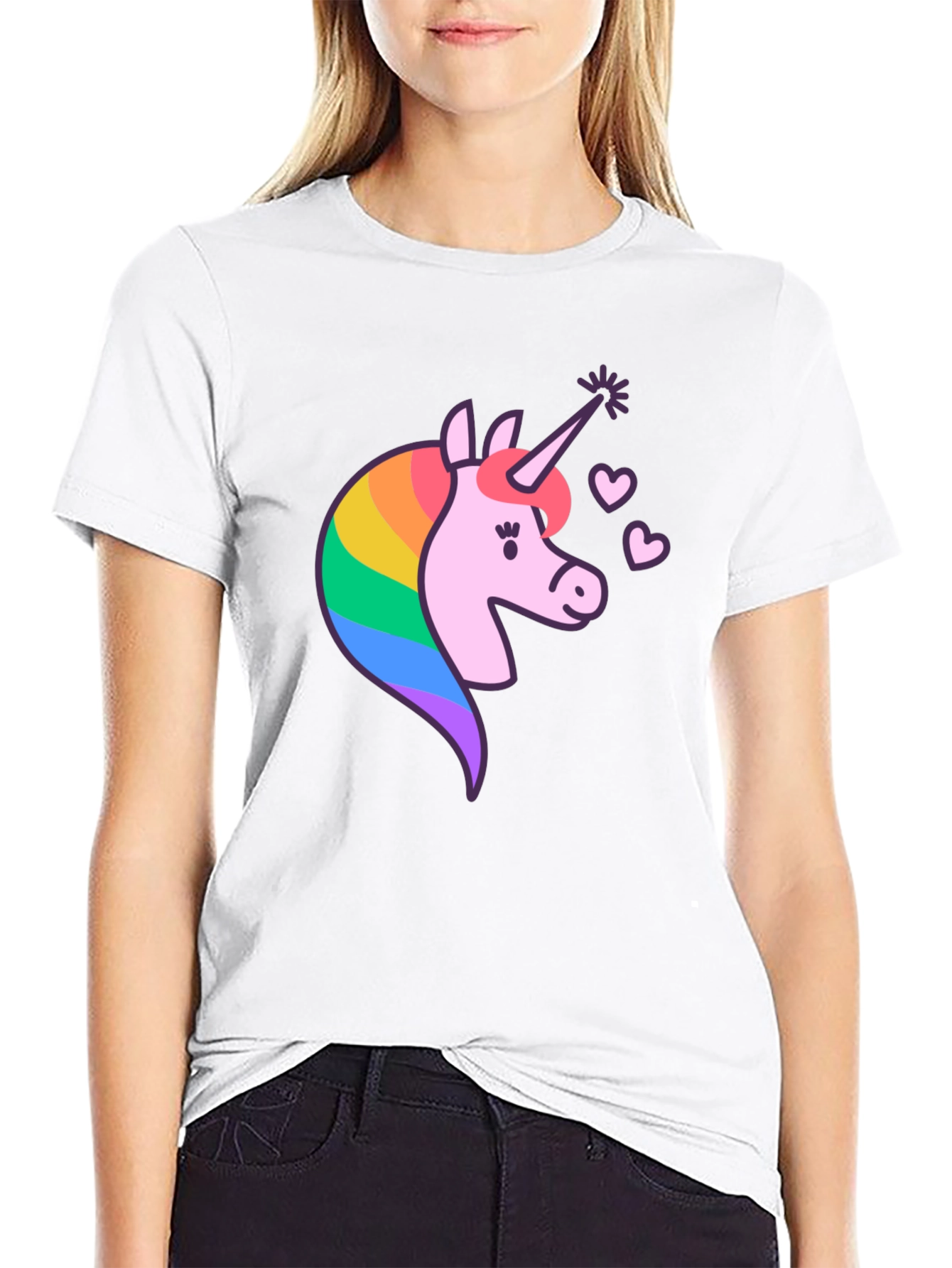 Black Unicorn Graphic T-Shirt - Magical Rainbow Design view 9
