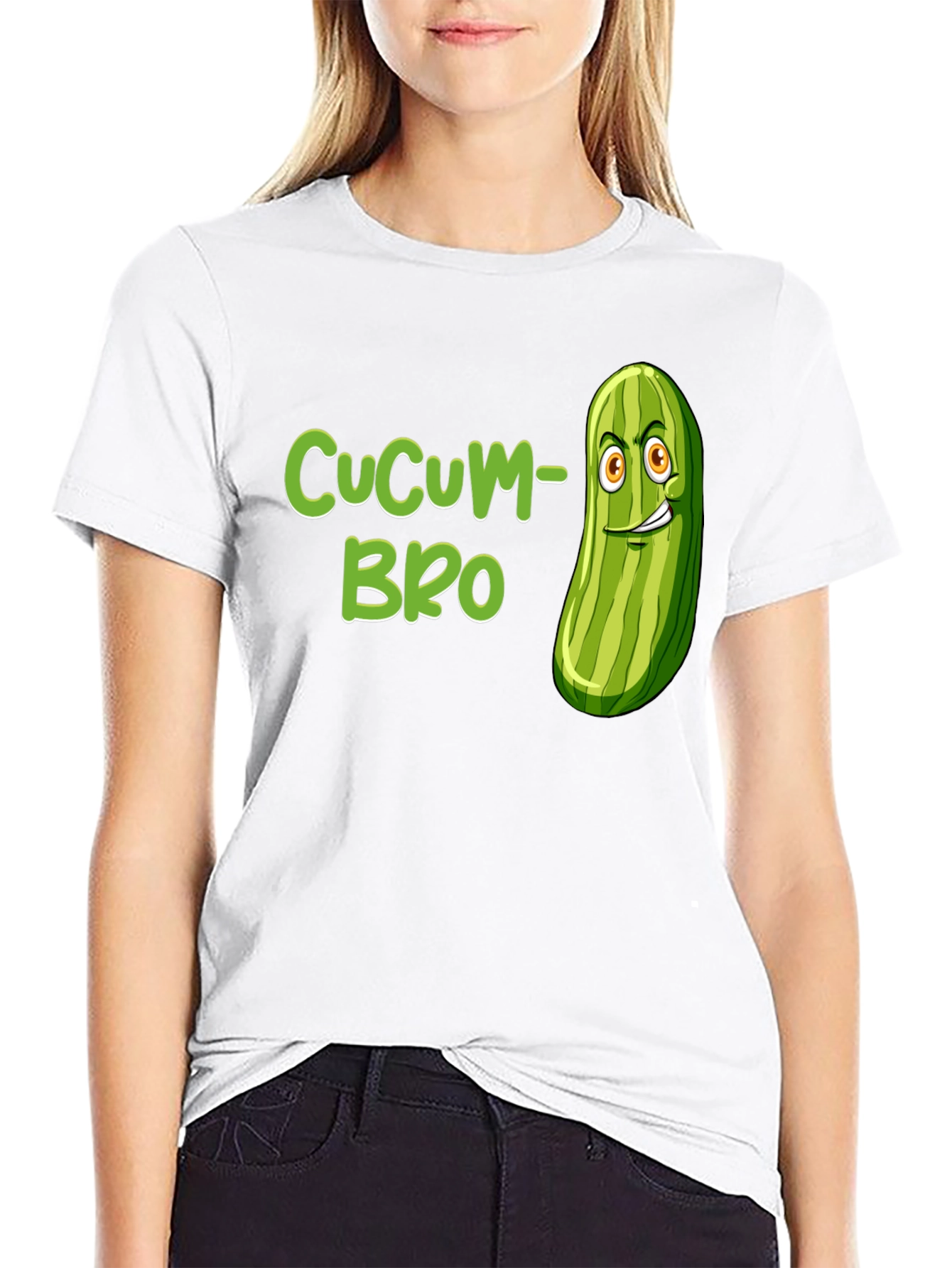 Black CuCUM-BRO Graphic Tee - Funny Cucumber Pun T-Shirt view 9