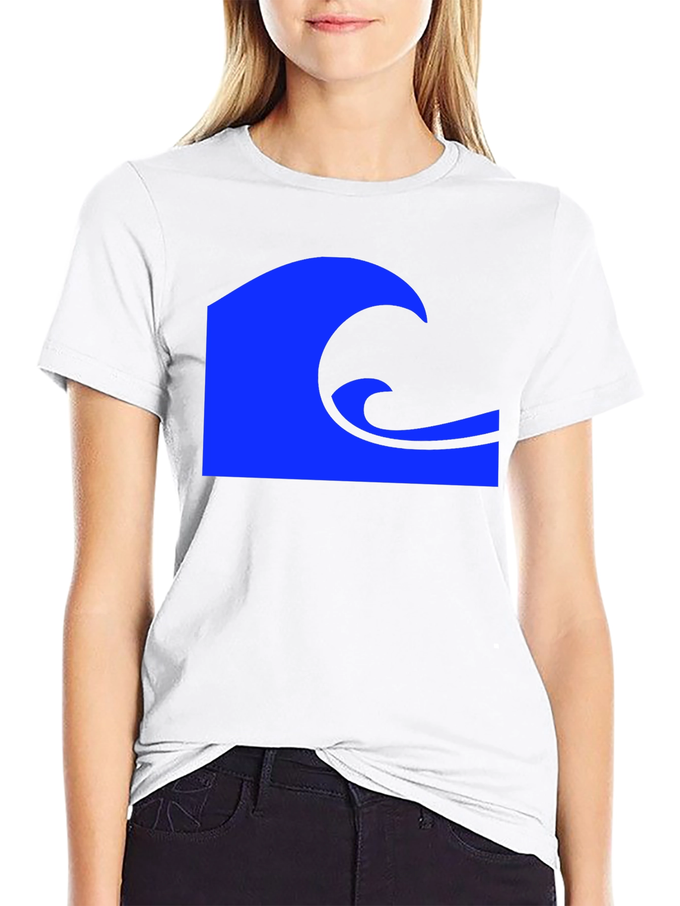 Black Blue Wave Graphic Black T-Shirt view 9