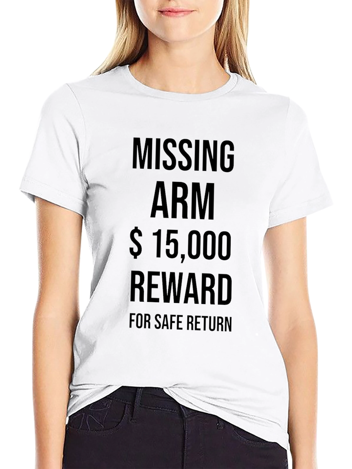 Black Funny Missing Arm Reward T-Shirt view 9