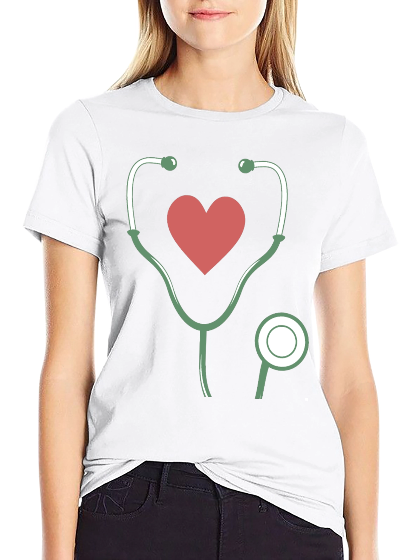 Black Heartbeat Stethoscope Graphic Tee view 9