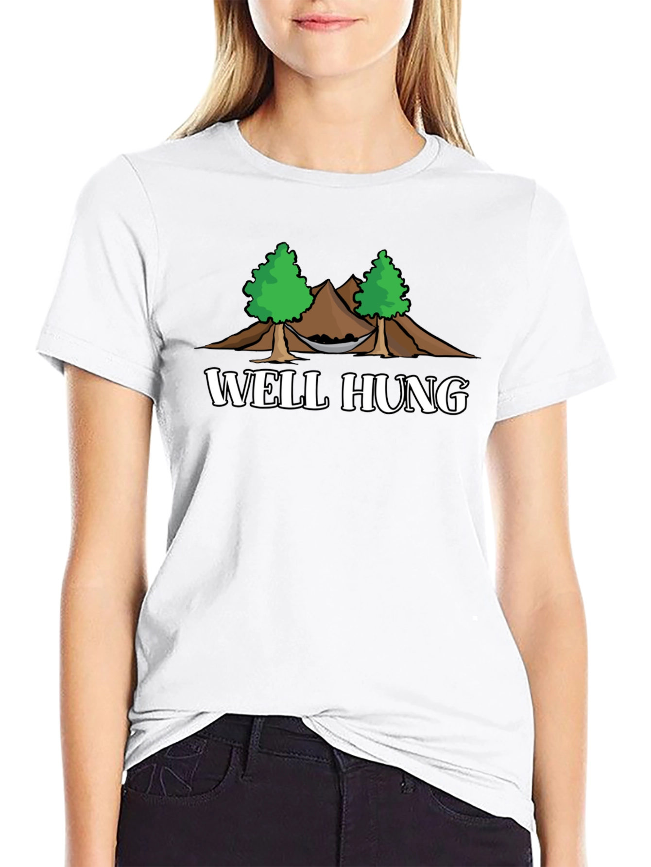 Black Well Hung Hammock T-Shirt - Funny Camping Graphic Tee view 9