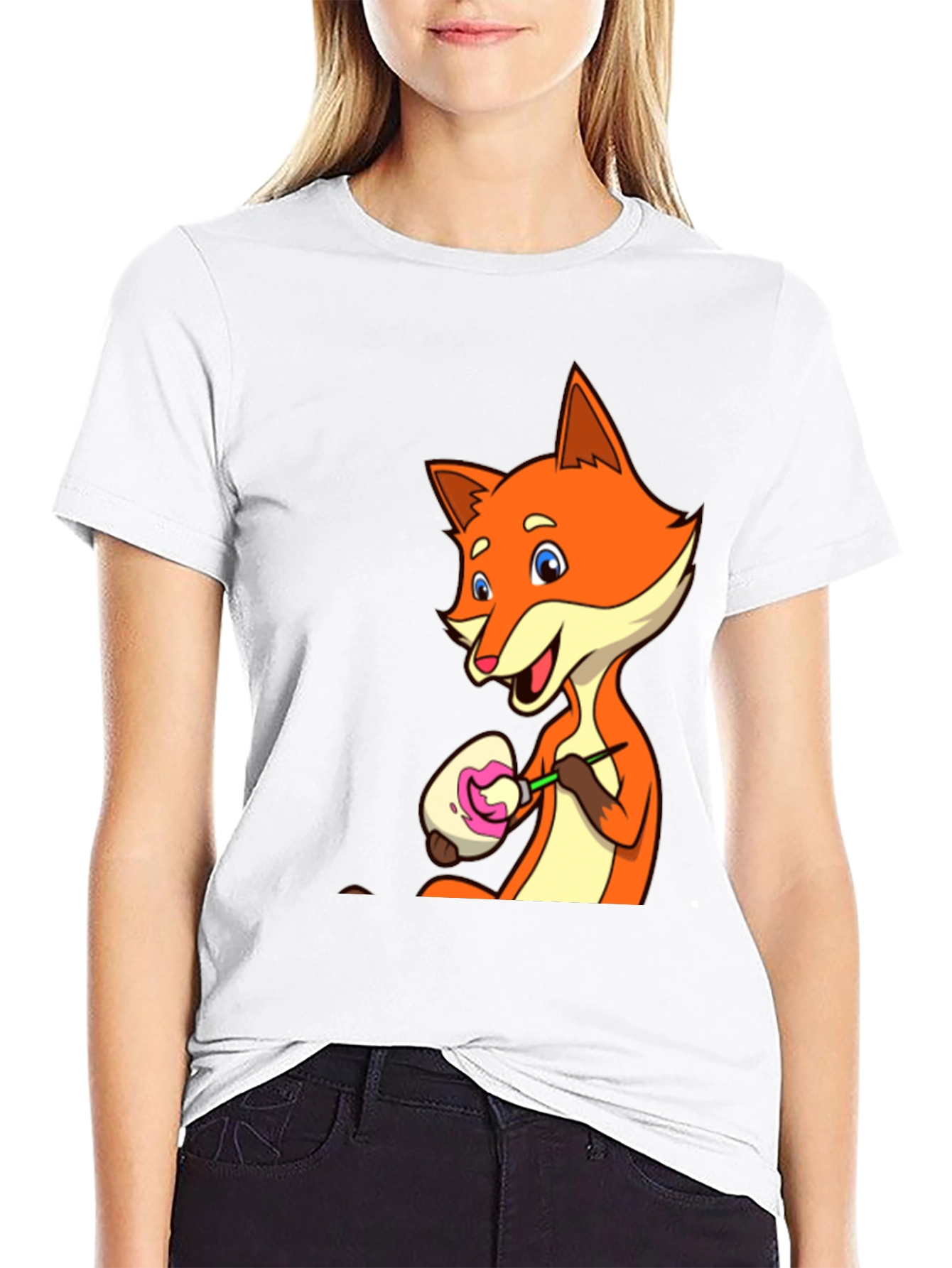 Black Fox Painting Easter Egg Graphic Tee view 9