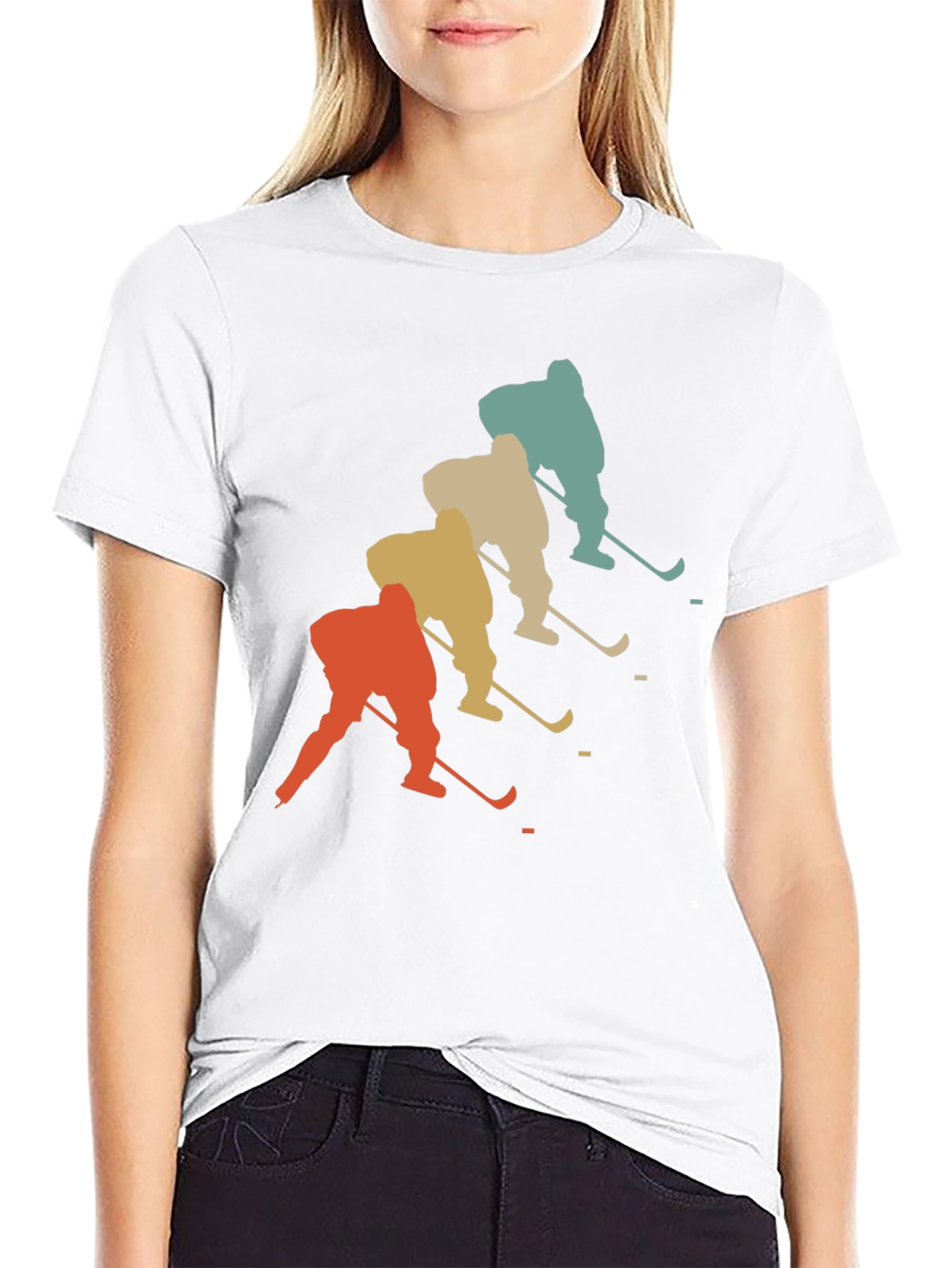 Black Vintage Hockey Player Graphic T-Shirt view 9