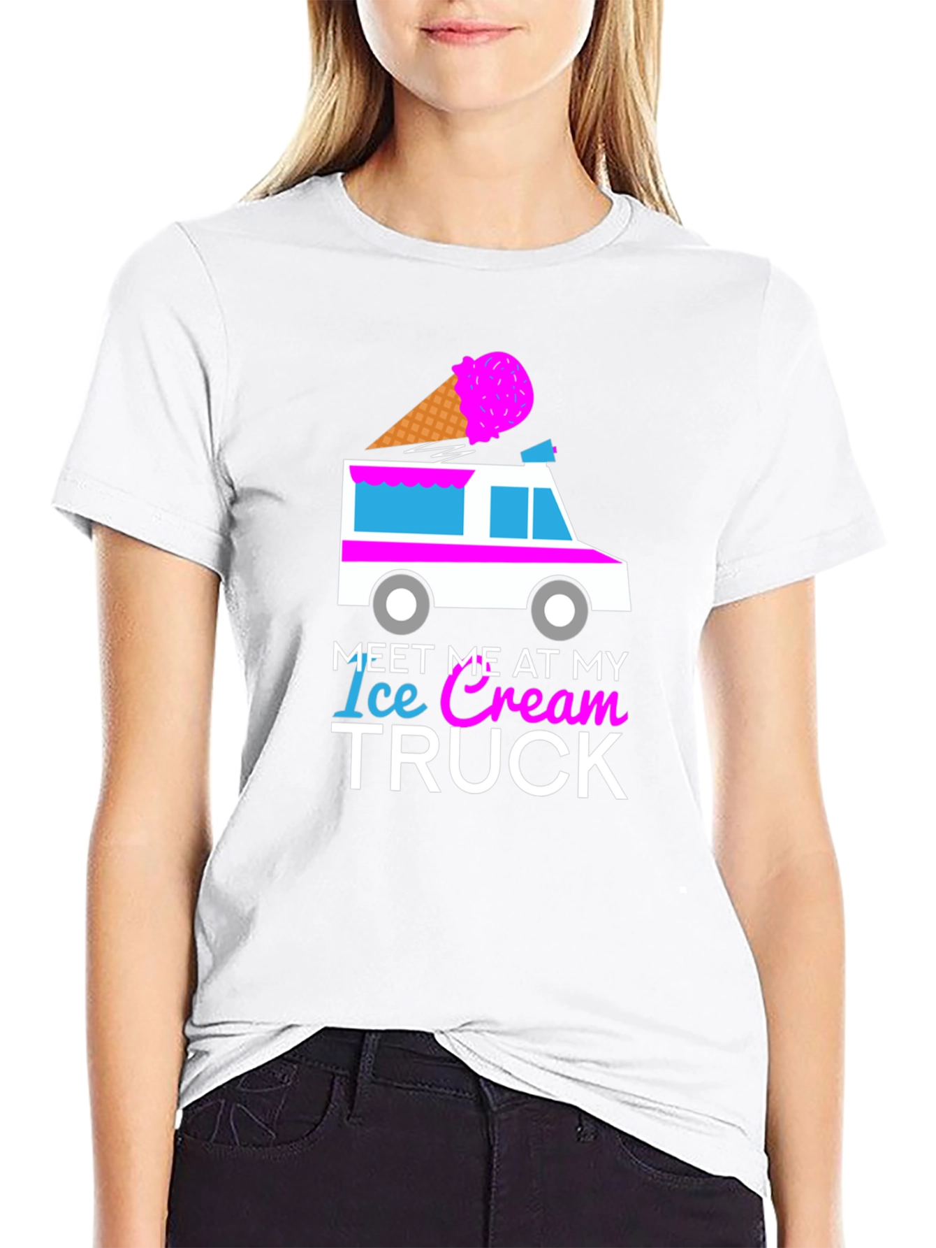 Black Meet Me At My Ice Cream Truck T-Shirt Fun Design view 9
