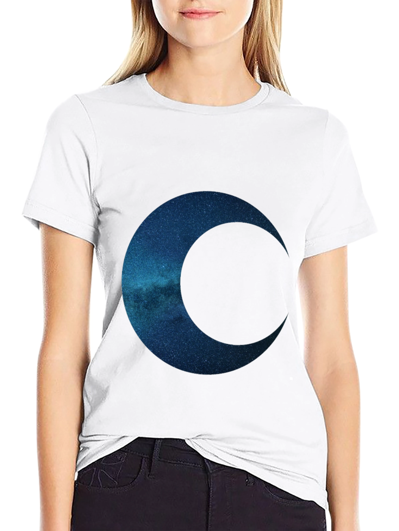 Black Celestial Crescent Graphic Tee - Premium Comfort view 9