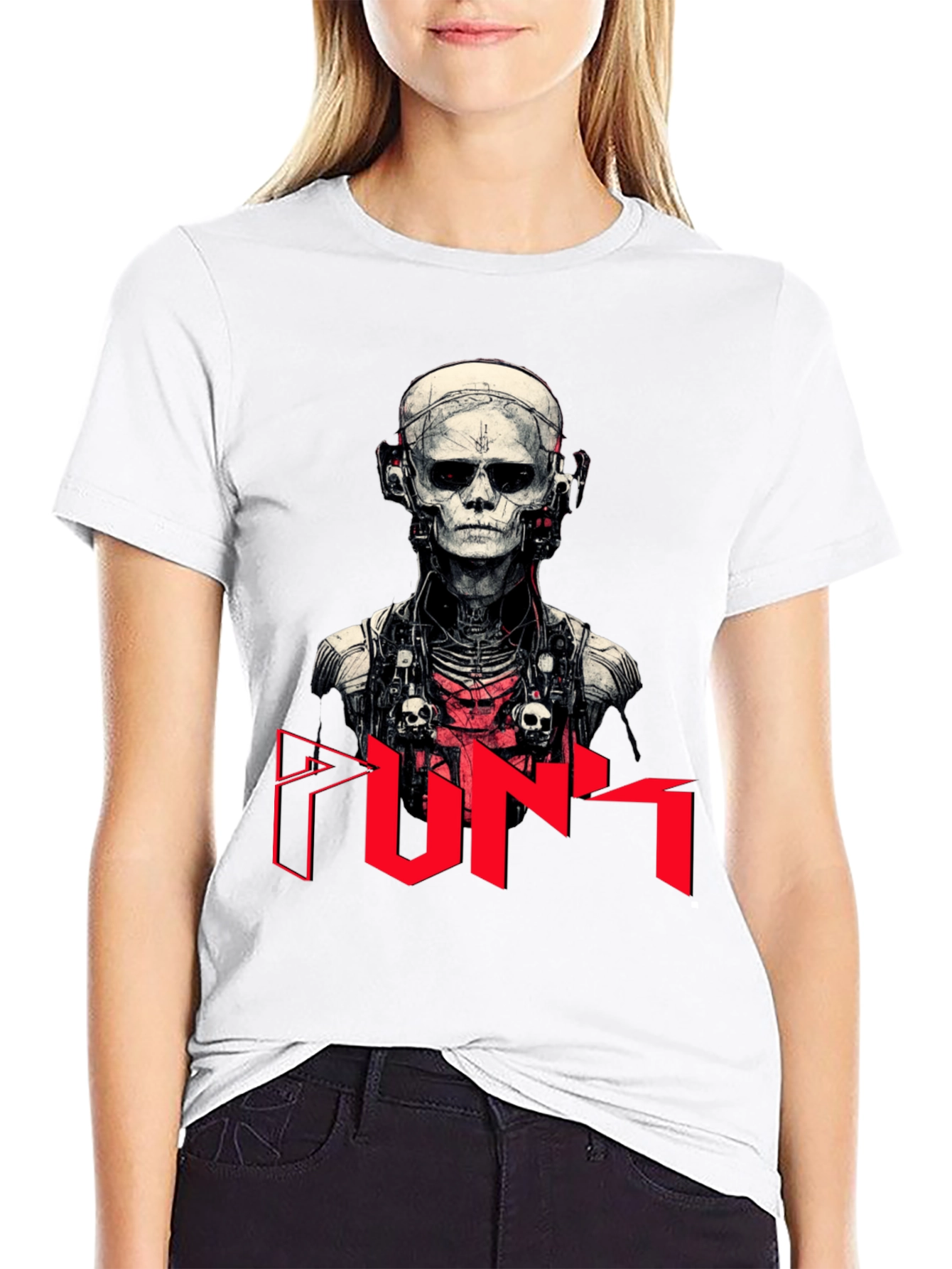 Black Cyberpunk Skeleton Graphic Tee view 9