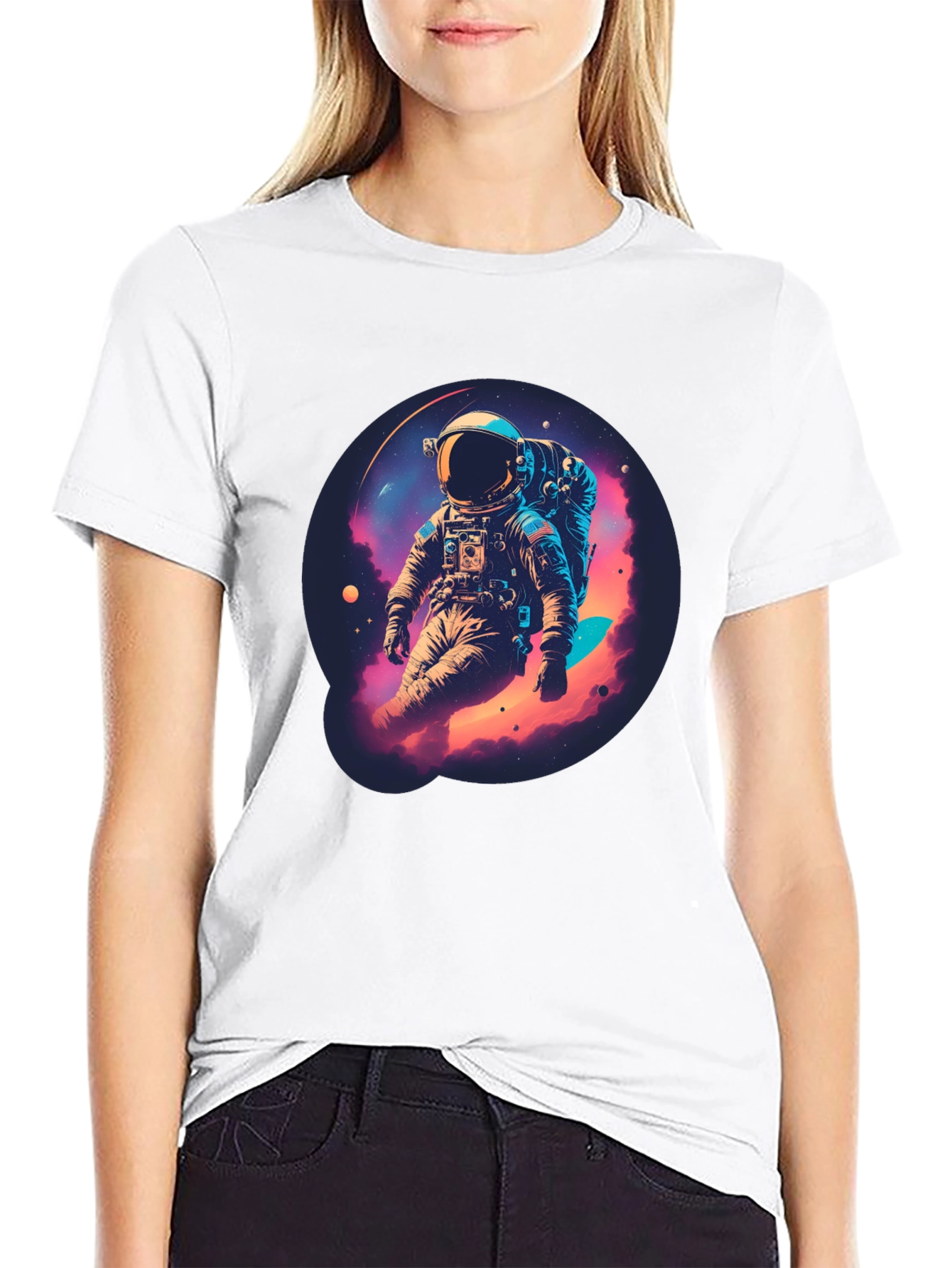 Black Astronaut Galaxy Black T-Shirt view 9