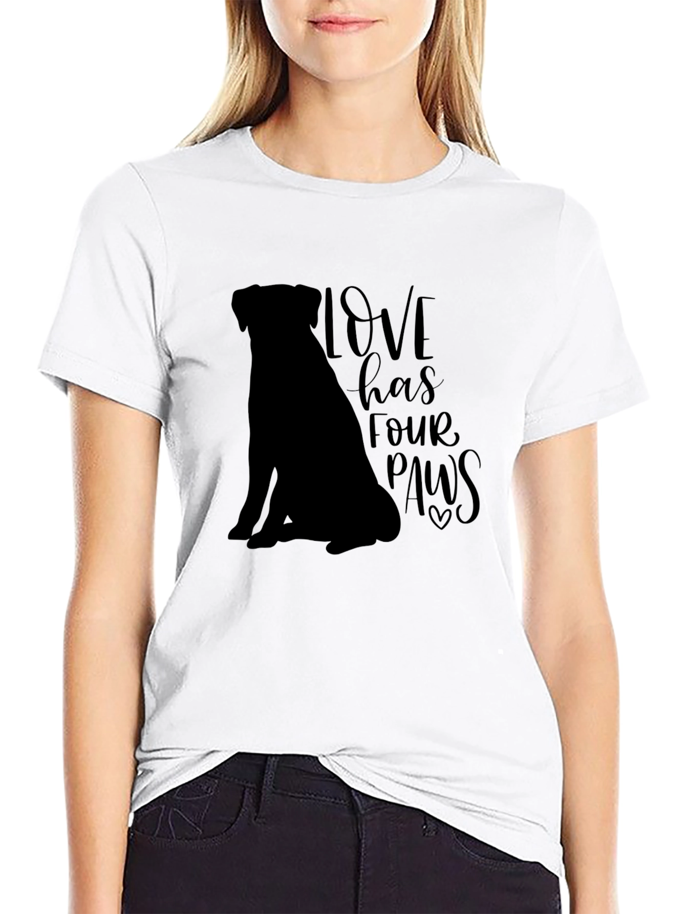Black Love Has Four Paws Black T-Shirt view 9