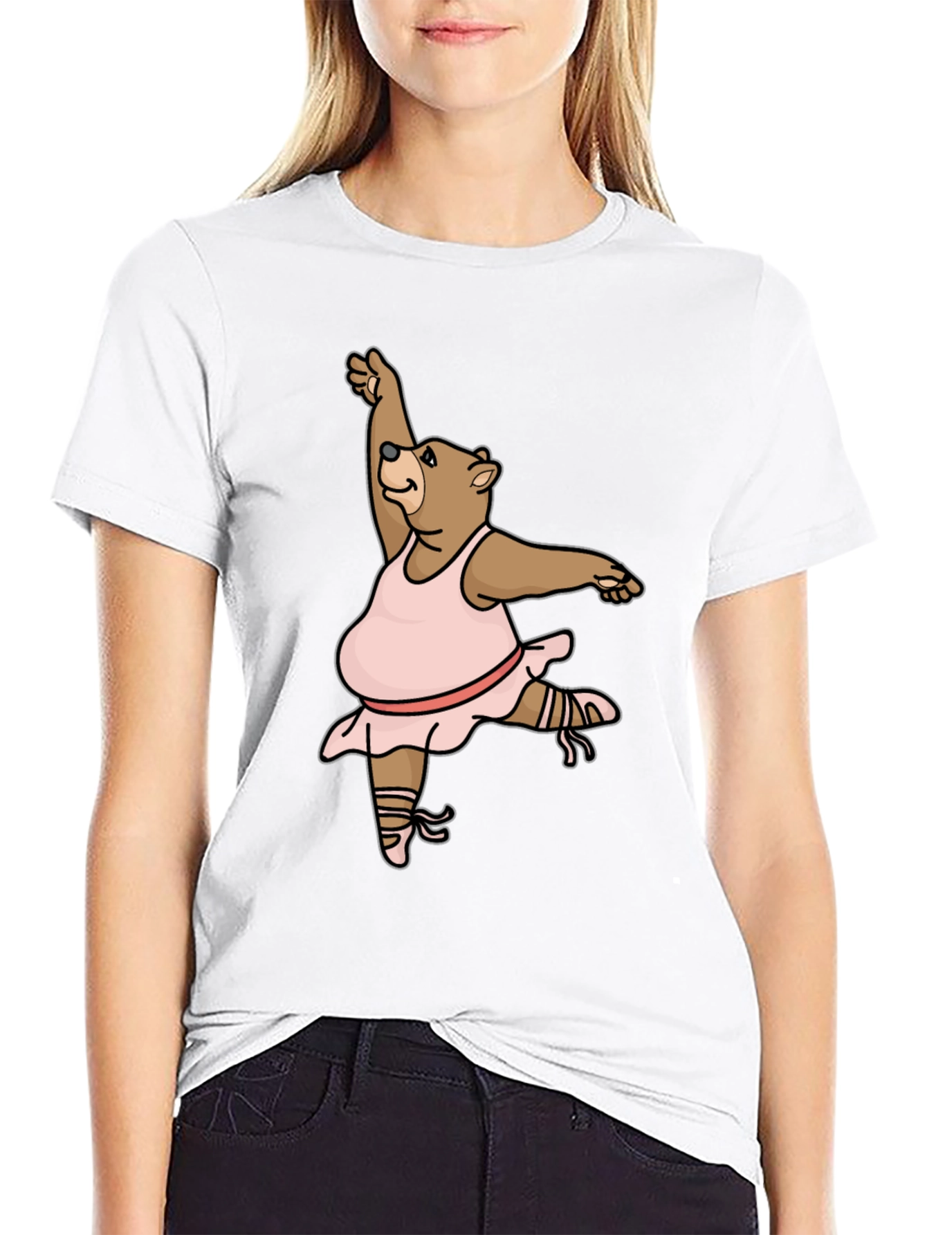 Black Dancing Bear T-Shirt - Black Cotton Tee view 9