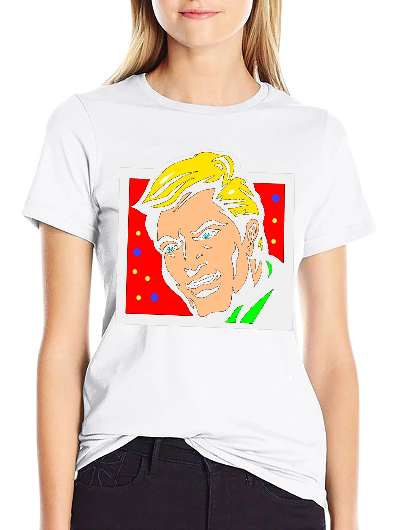 Black Funky Cartoon Portrait Graphic Tee view 9