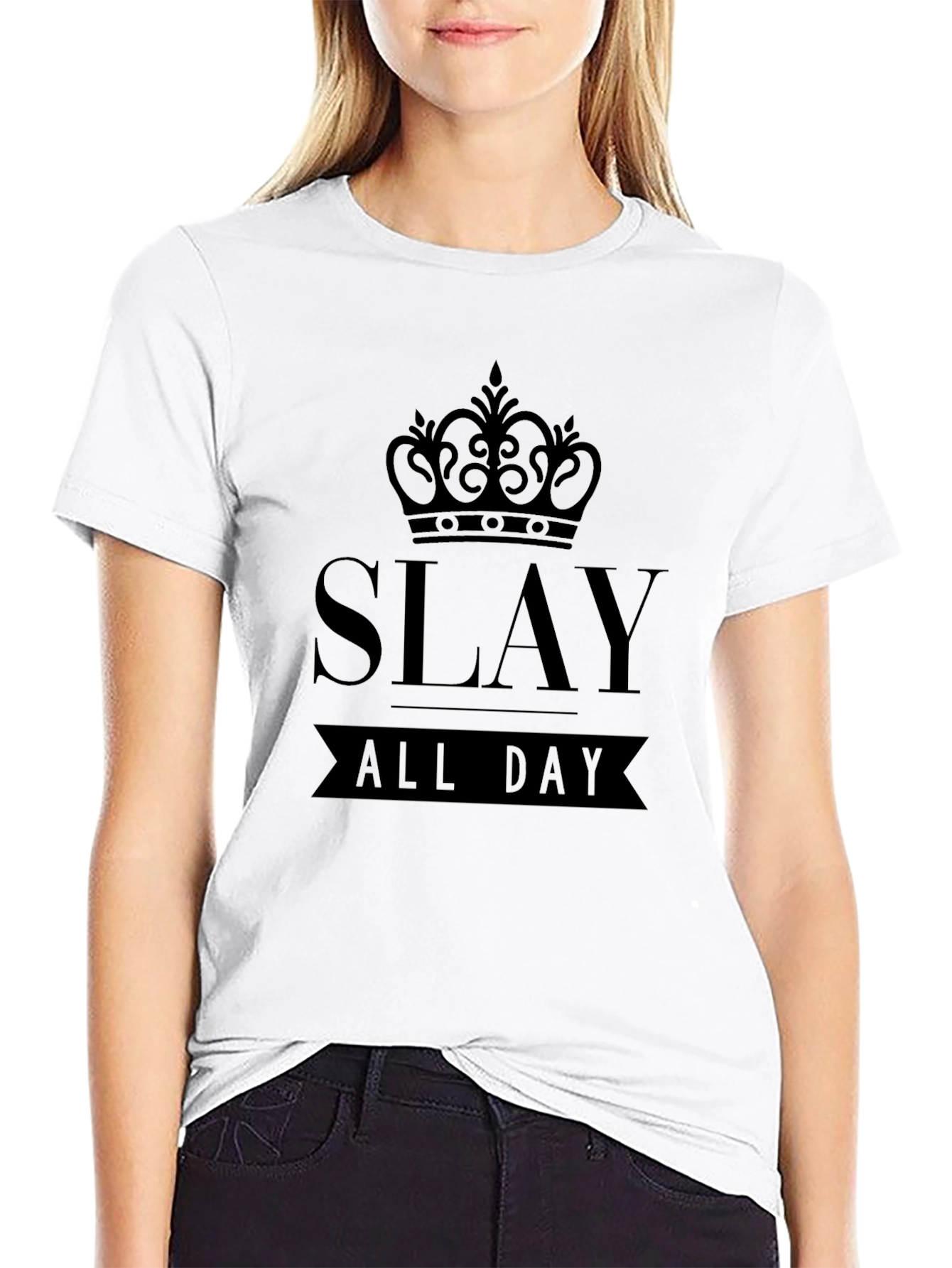 Black Slay All Day Graphic Tee - Men's Black T-Shirt view 9