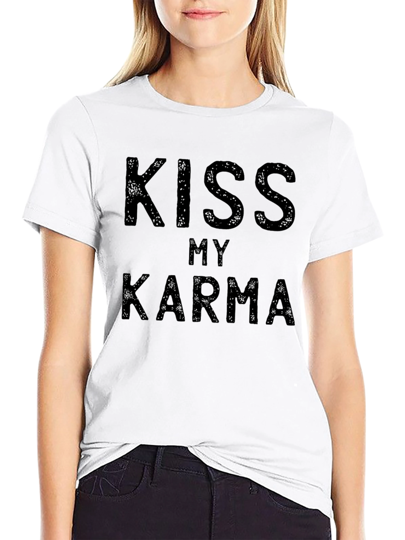 Black Kiss My Karma Black T-Shirt - Men's Graphic Tee view 9