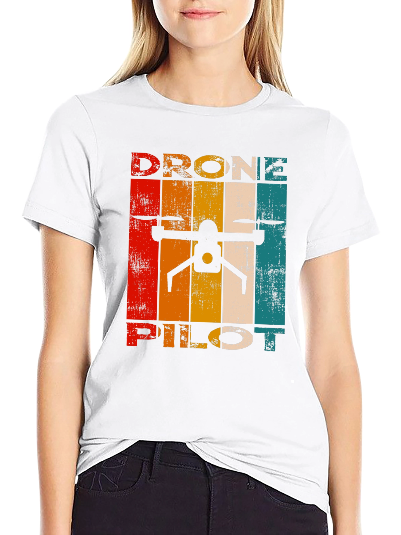 Black Drone Pilot Retro Graphic T-Shirt view 9