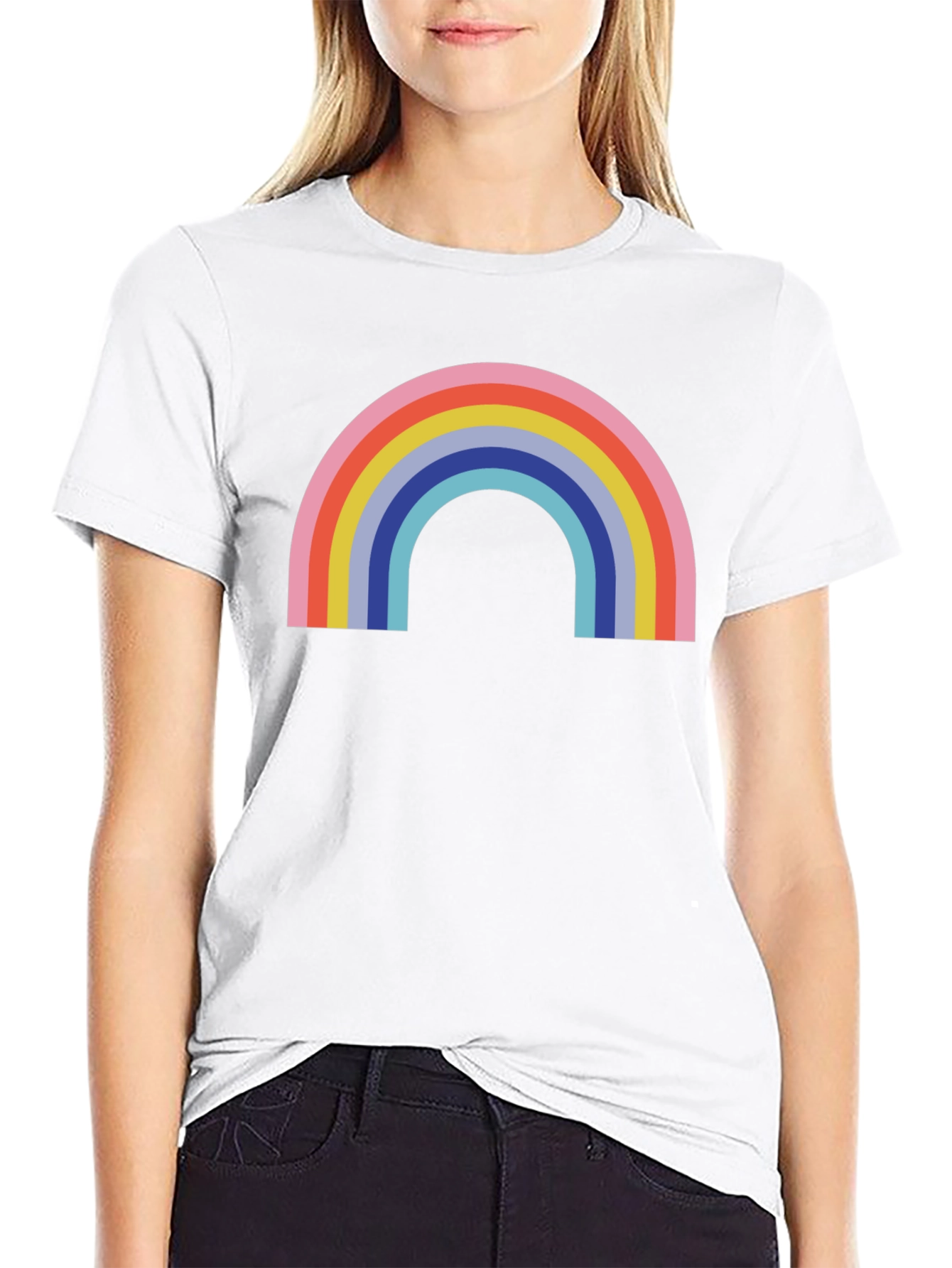 Black Retro Rainbow Graphic Tee - Classic Comfort view 9