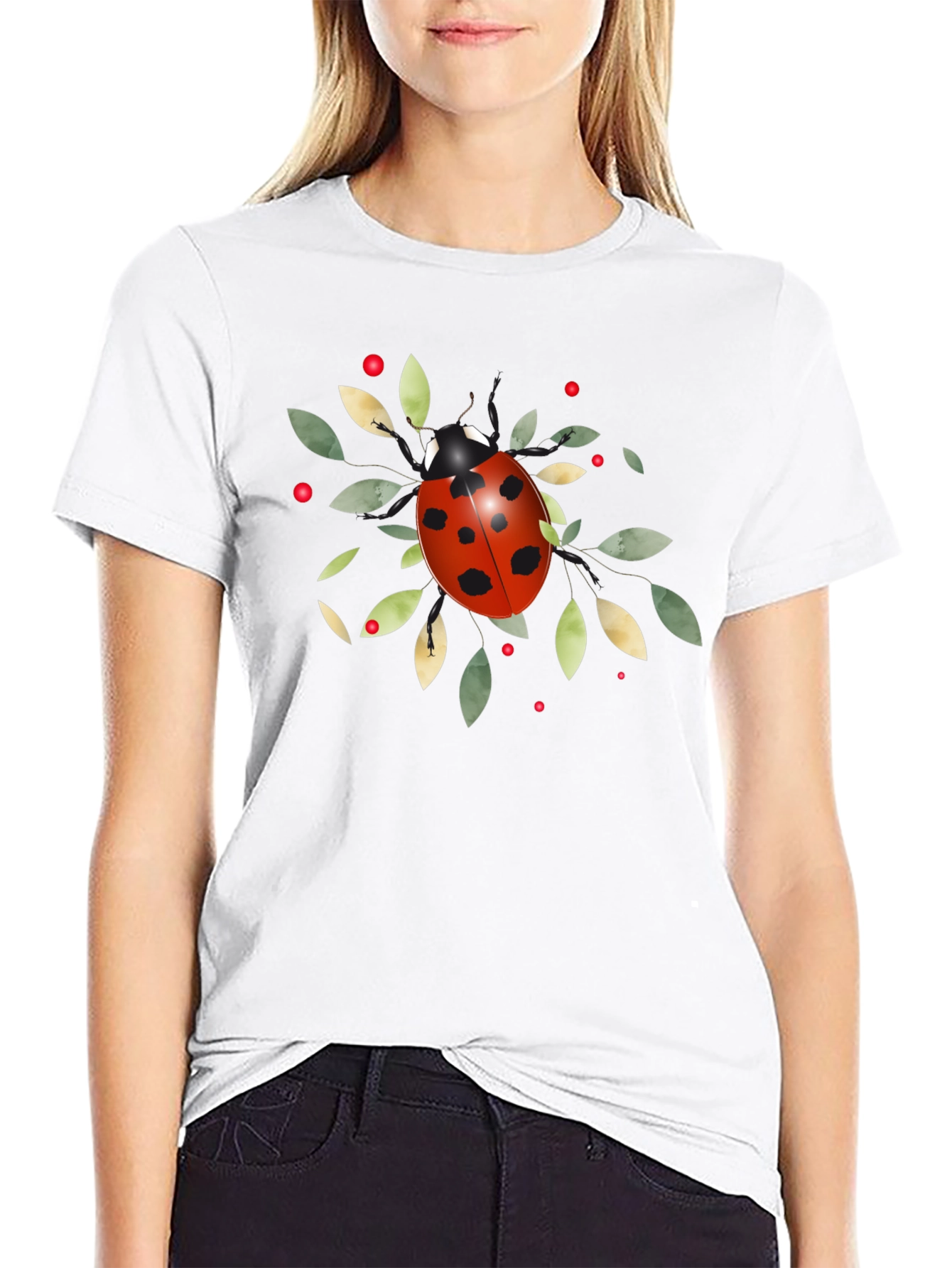 Black Ladybug Graphic Tee - Nature Inspired Casual Wear view 9