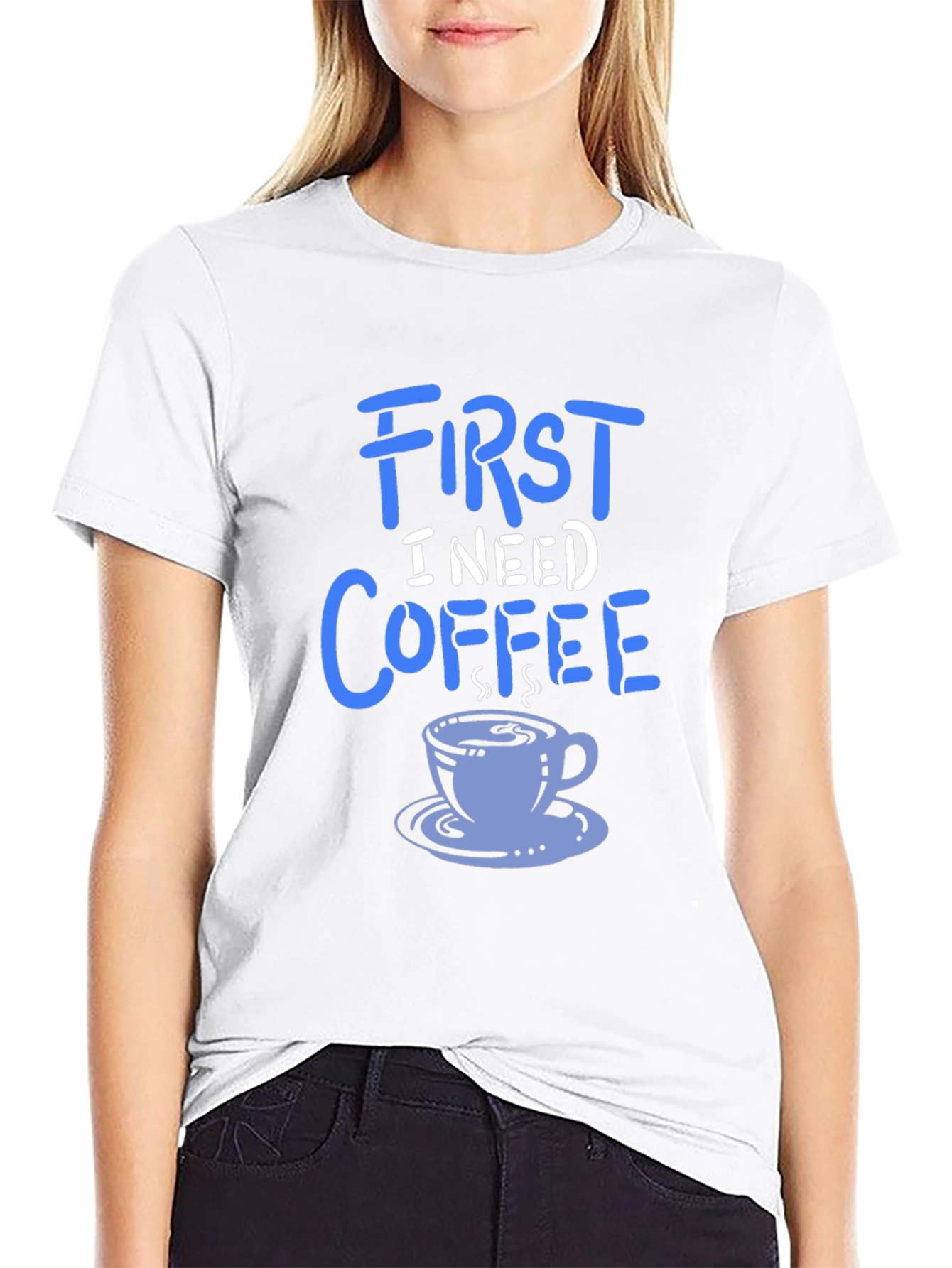 Black First I Need Coffee Graphic Tee - Soft Cotton Blend view 9