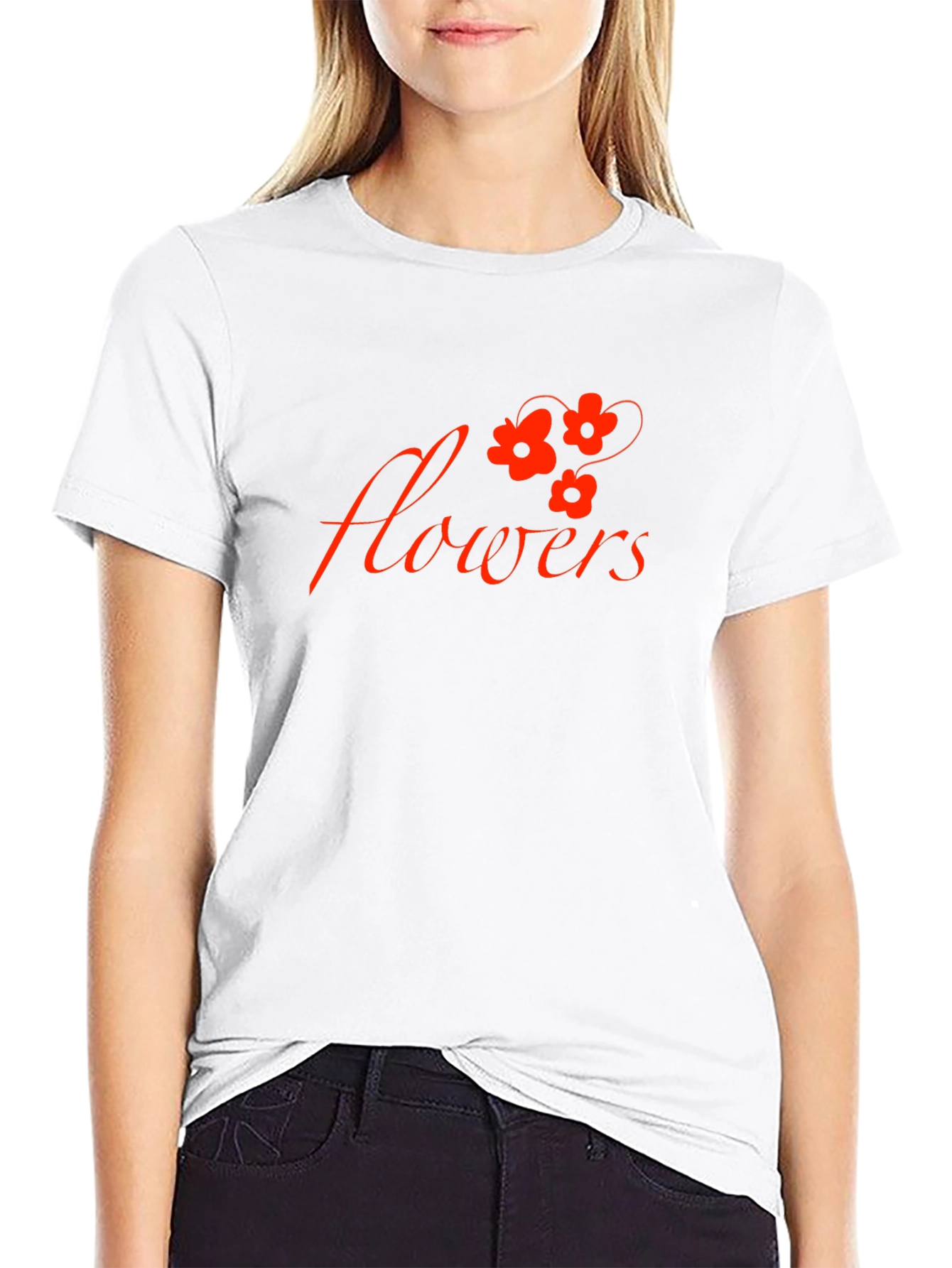 Black Black T-Shirt with 'Flowers' Graphic view 9