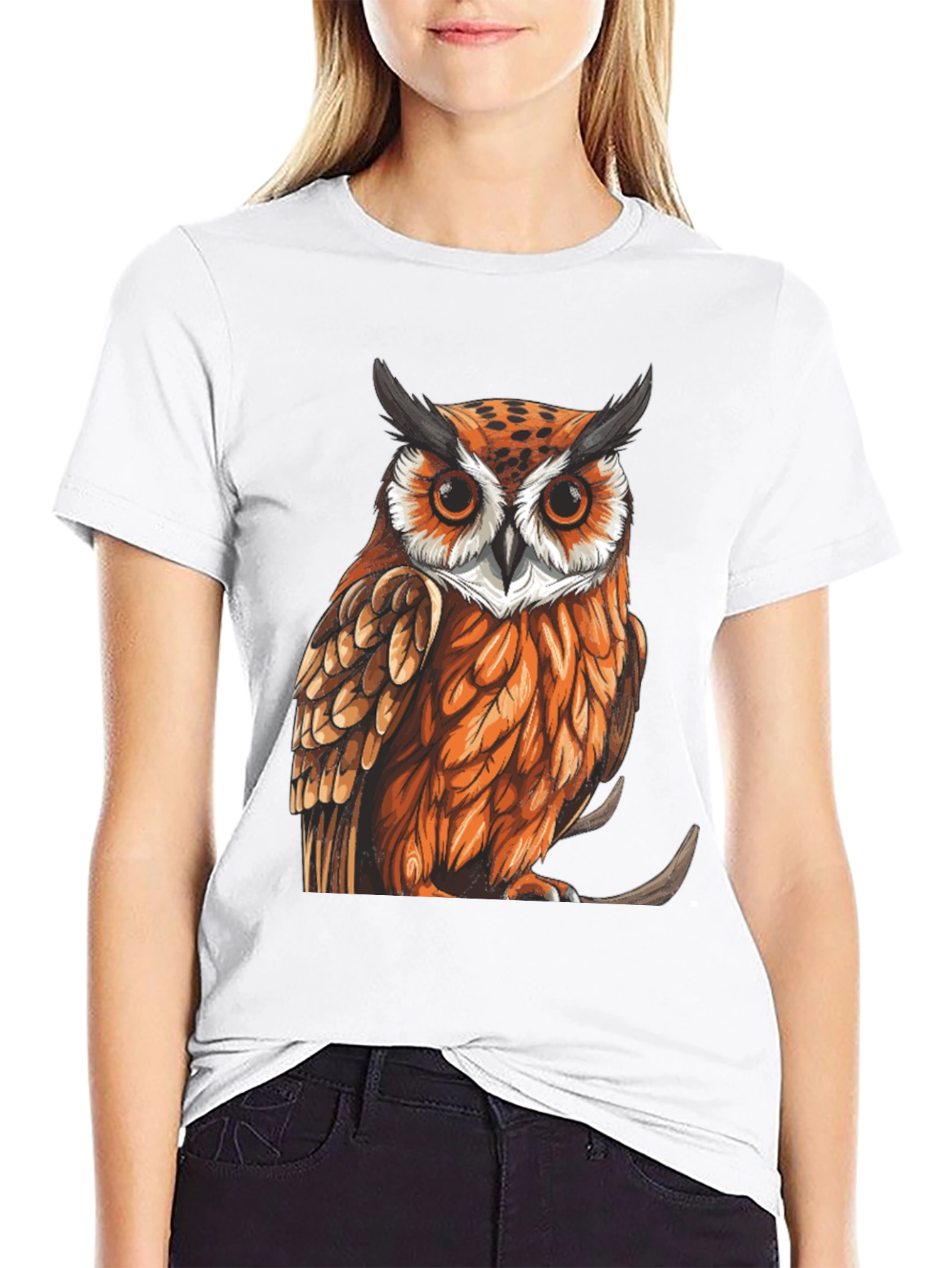 Black Owl Graphic Print T-Shirt view 9