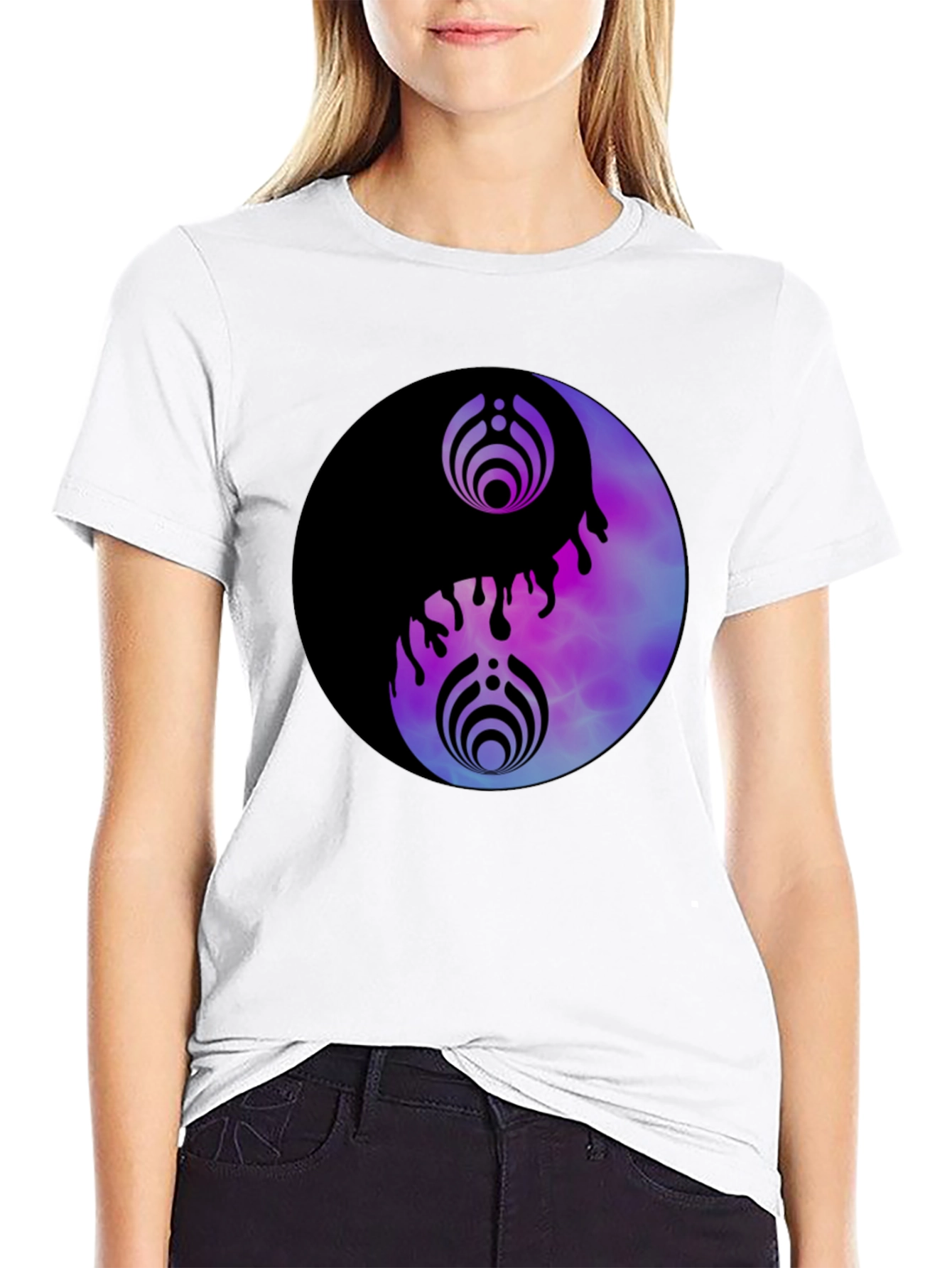 Black Yin Yang Graphic Tee - Black Cotton Blend view 9