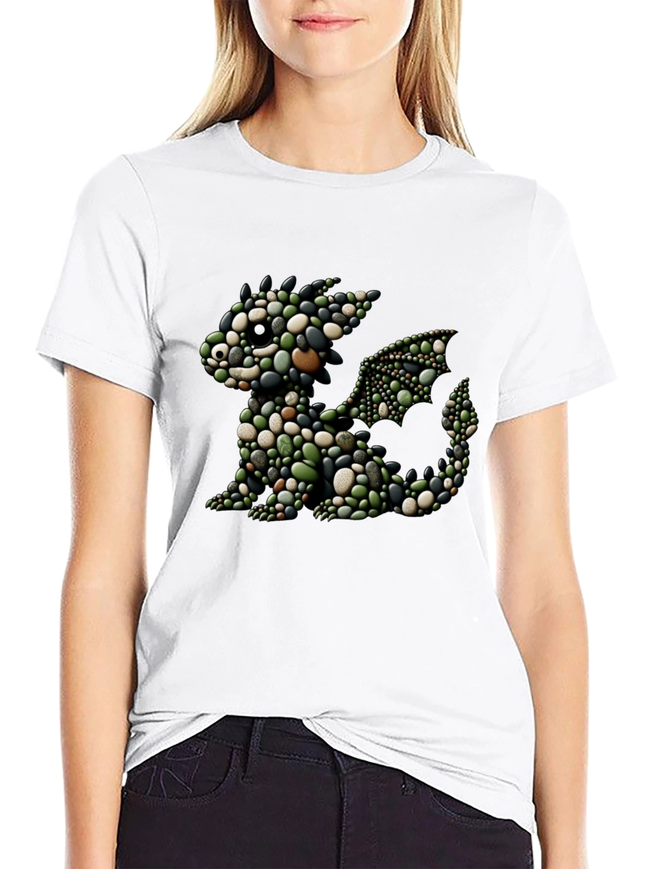 Black Pebble Dragon Tee - Unique Graphic Print view 9