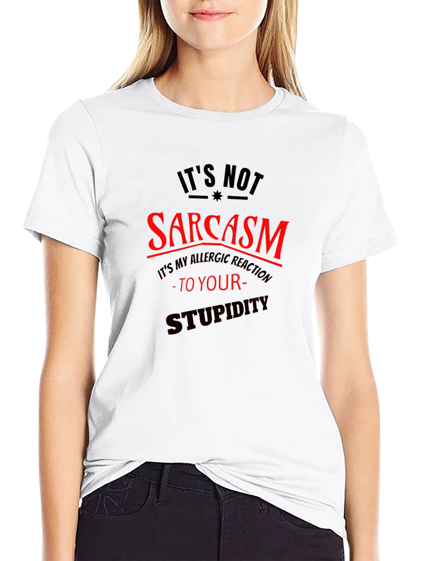 Black Sarcasm Allergic Reaction Graphic T-Shirt view 9