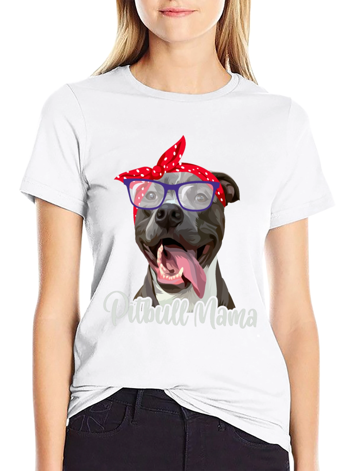 Black Pitbull Mama Graphic T-Shirt - Dog Lover Tee view 9