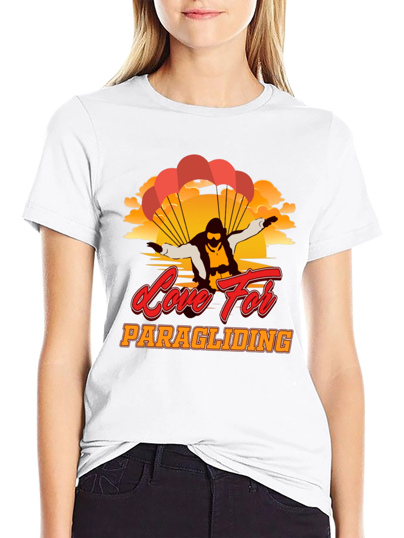Black Paragliding Love Graphic Tee | Adventure Seeker Shirt view 9
