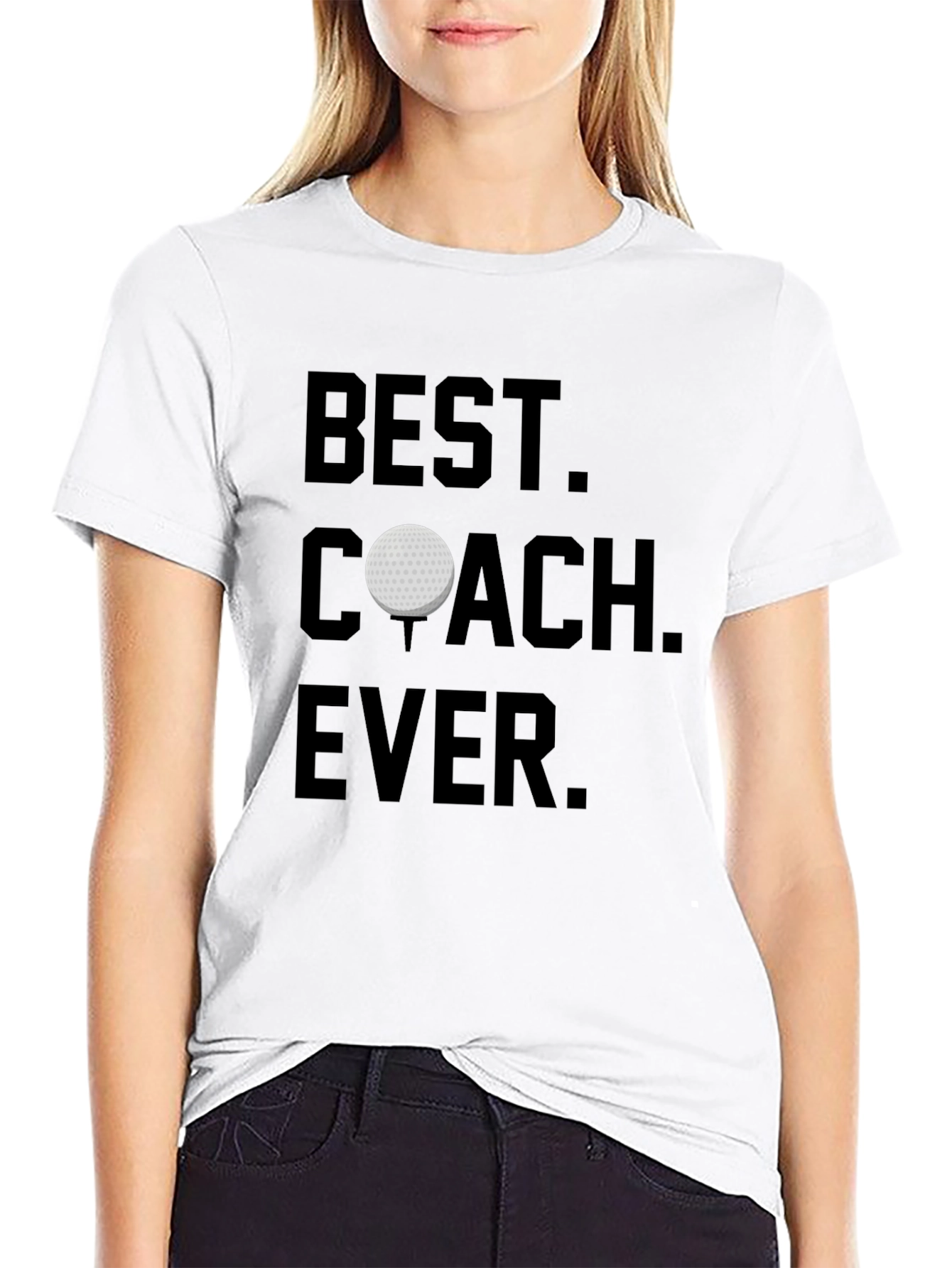 Black Best Coach Ever Golf Ball T-Shirt view 9