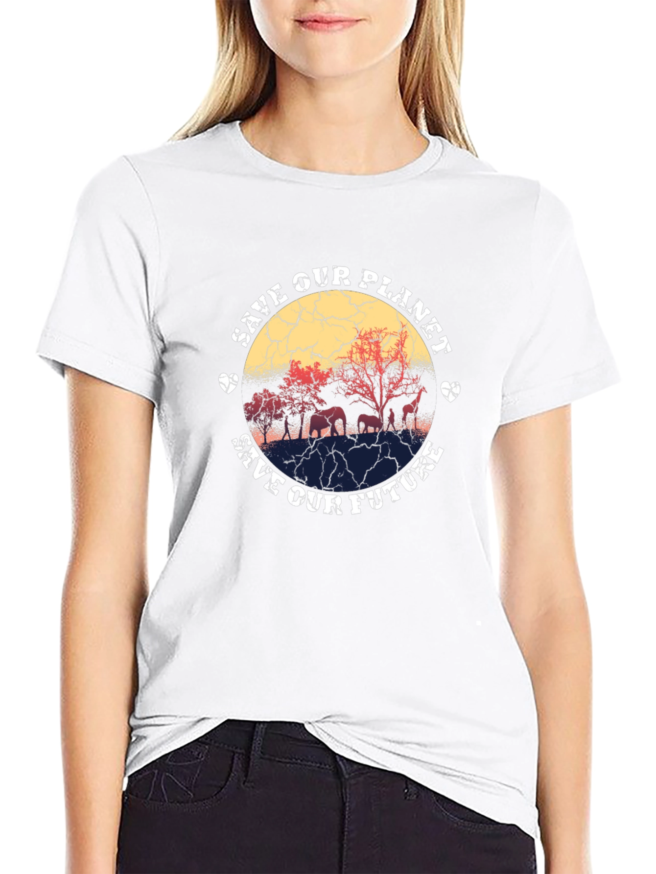 Black Save Our Planet Graphic T-Shirt view 9