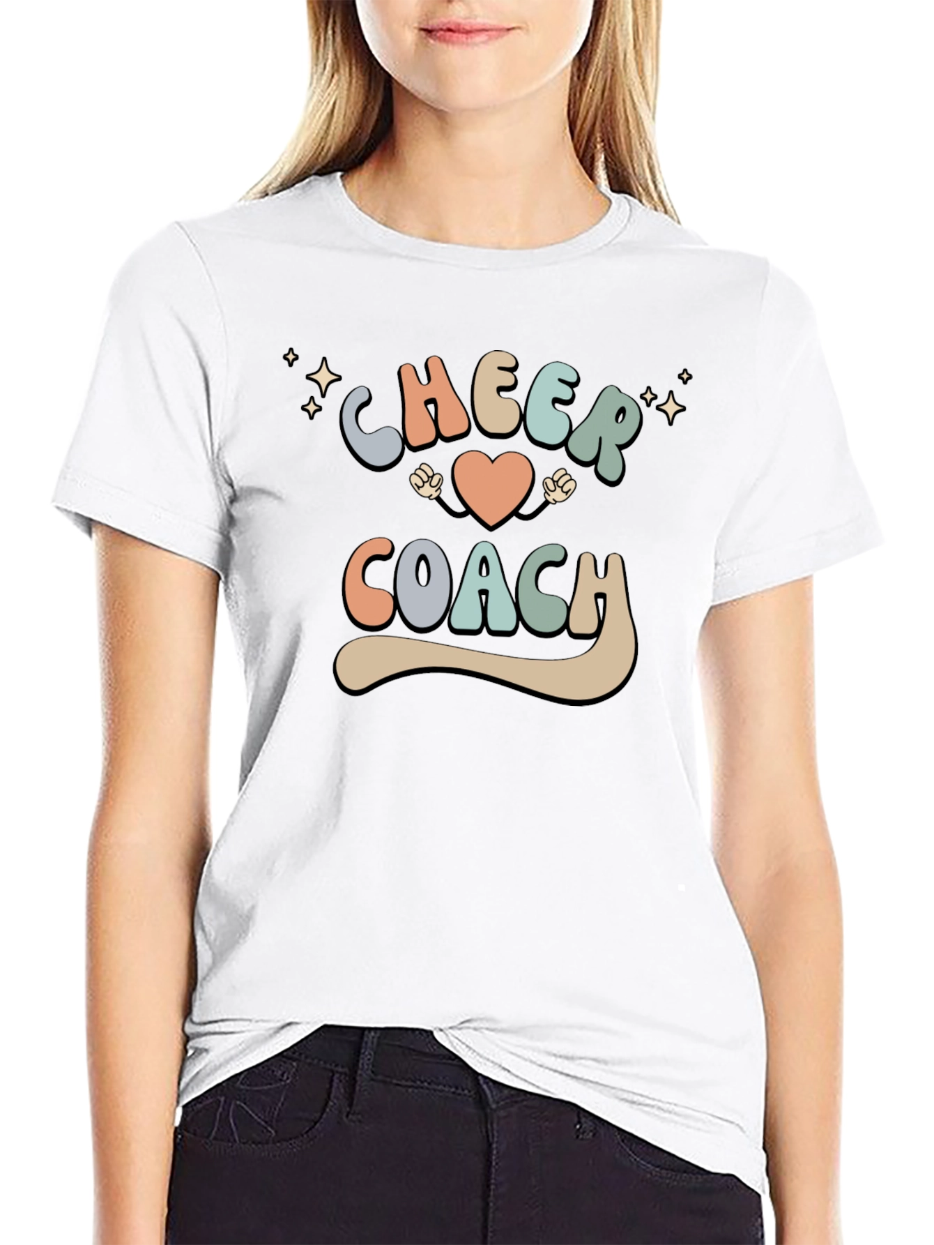 Black Cheer Coach Graphic Tee - Perfect for Cheerleading! view 9