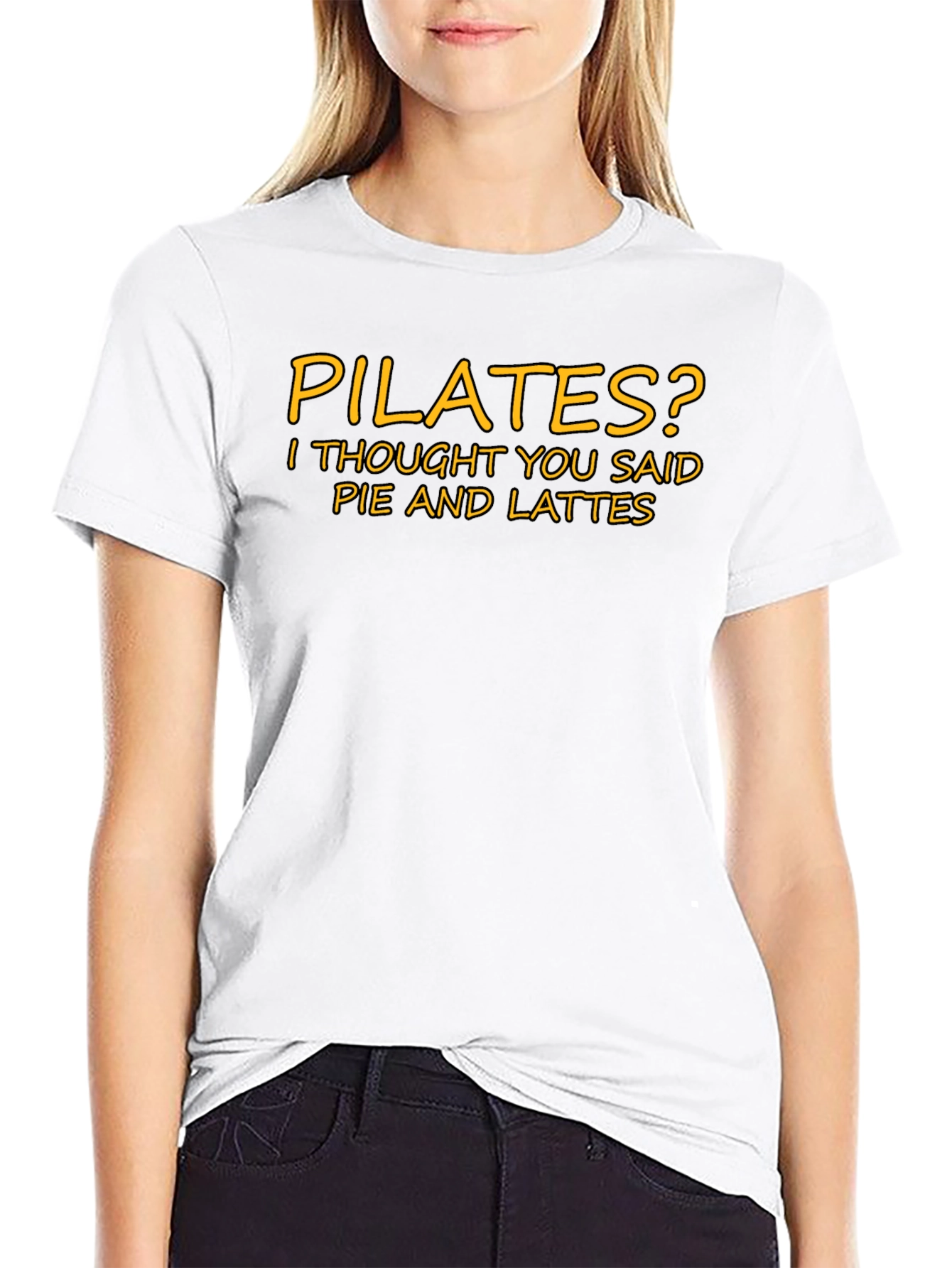 Black Pilates? Pie and Lattes T-Shirt, Funny Graphic Tee view 9