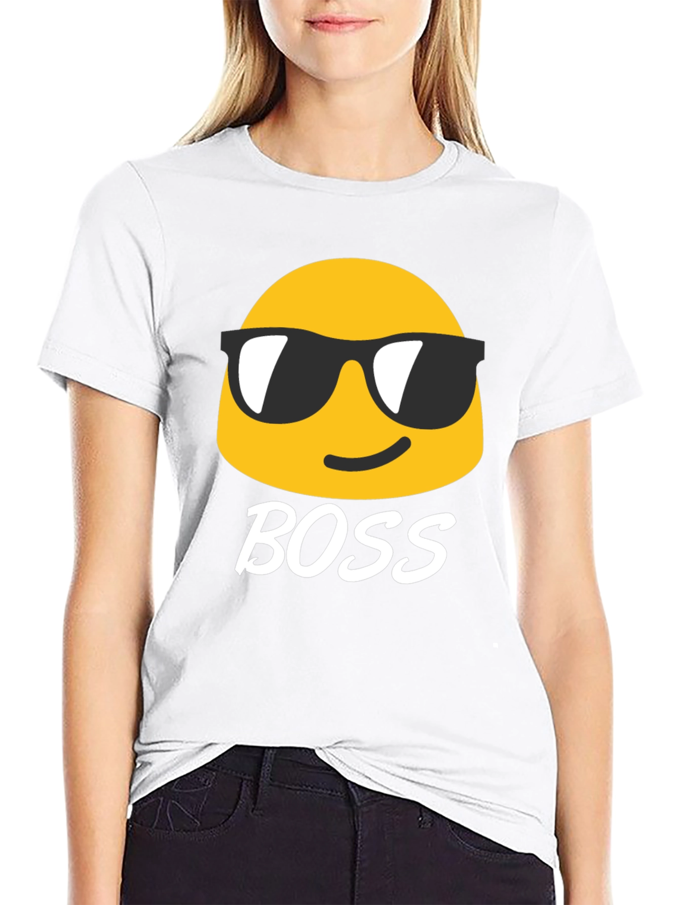 Black Cool Emoji Boss Black T-Shirt view 9