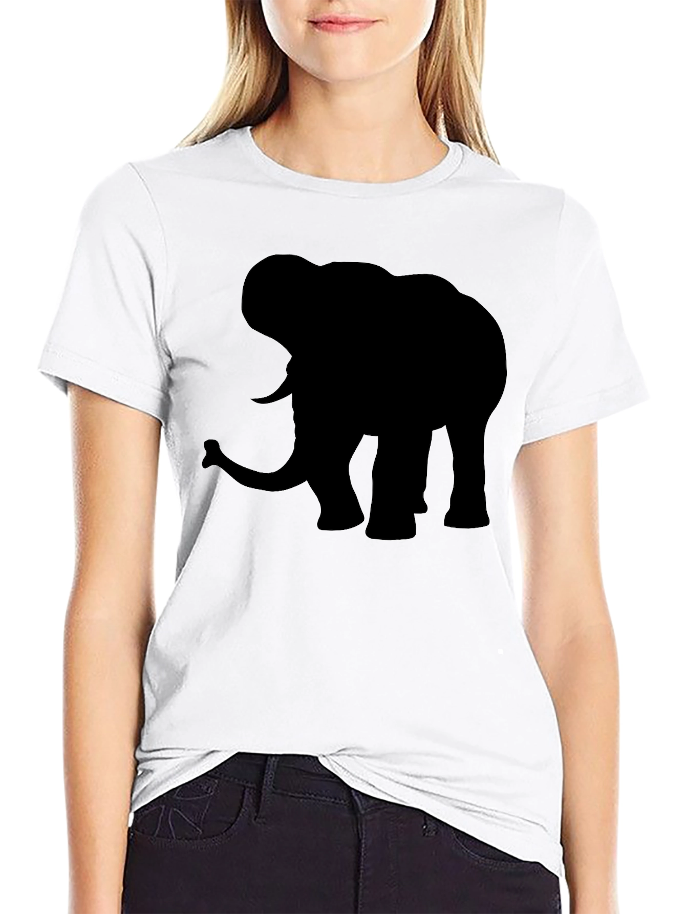 Black Elephant Silhouette Black T-Shirt view 9
