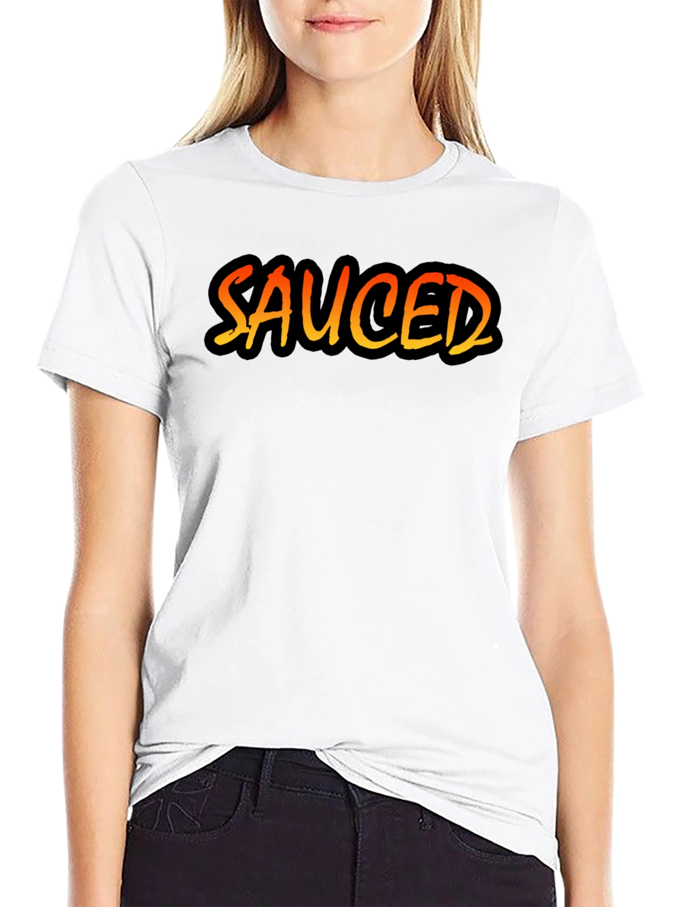 Black Sauced Graphic Tee - Black Cotton Blend T-Shirt view 9