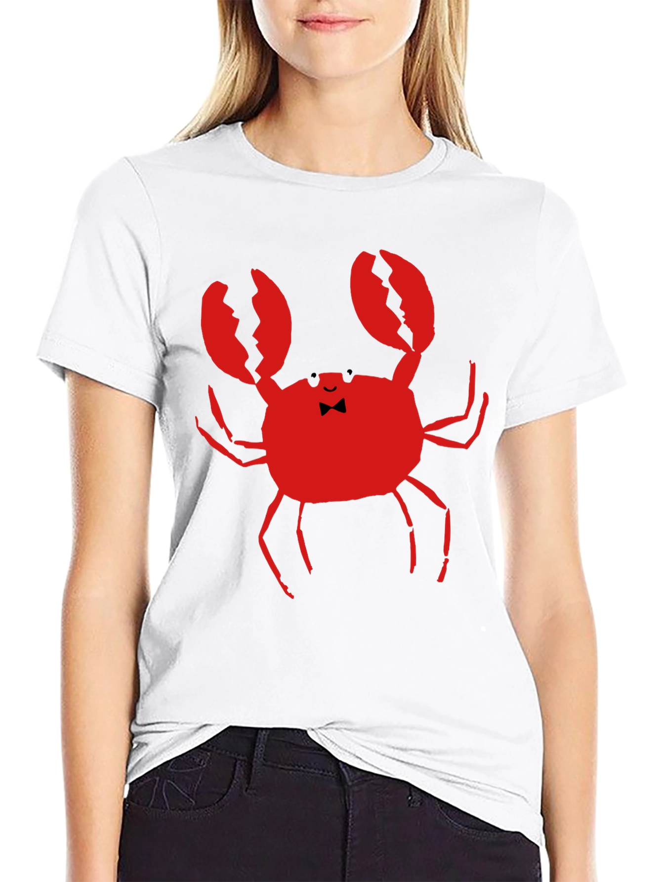 Black Crab Bowtie Graphic Tee - Black Cotton T-Shirt view 9