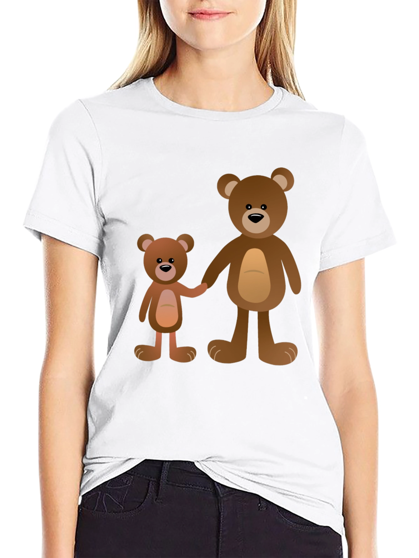 Black Cute Teddy Bear Family Black T-Shirt view 9