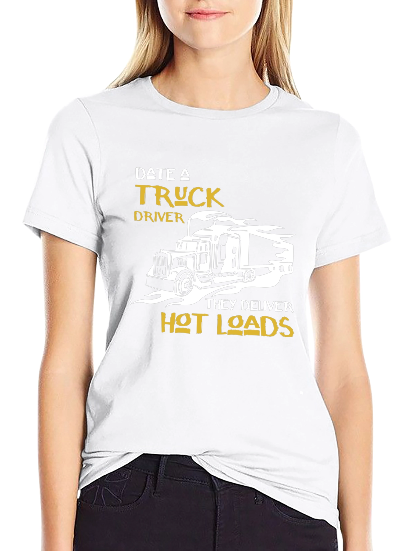Black Date a Truck Driver T-Shirt - Hot Loads Design view 9