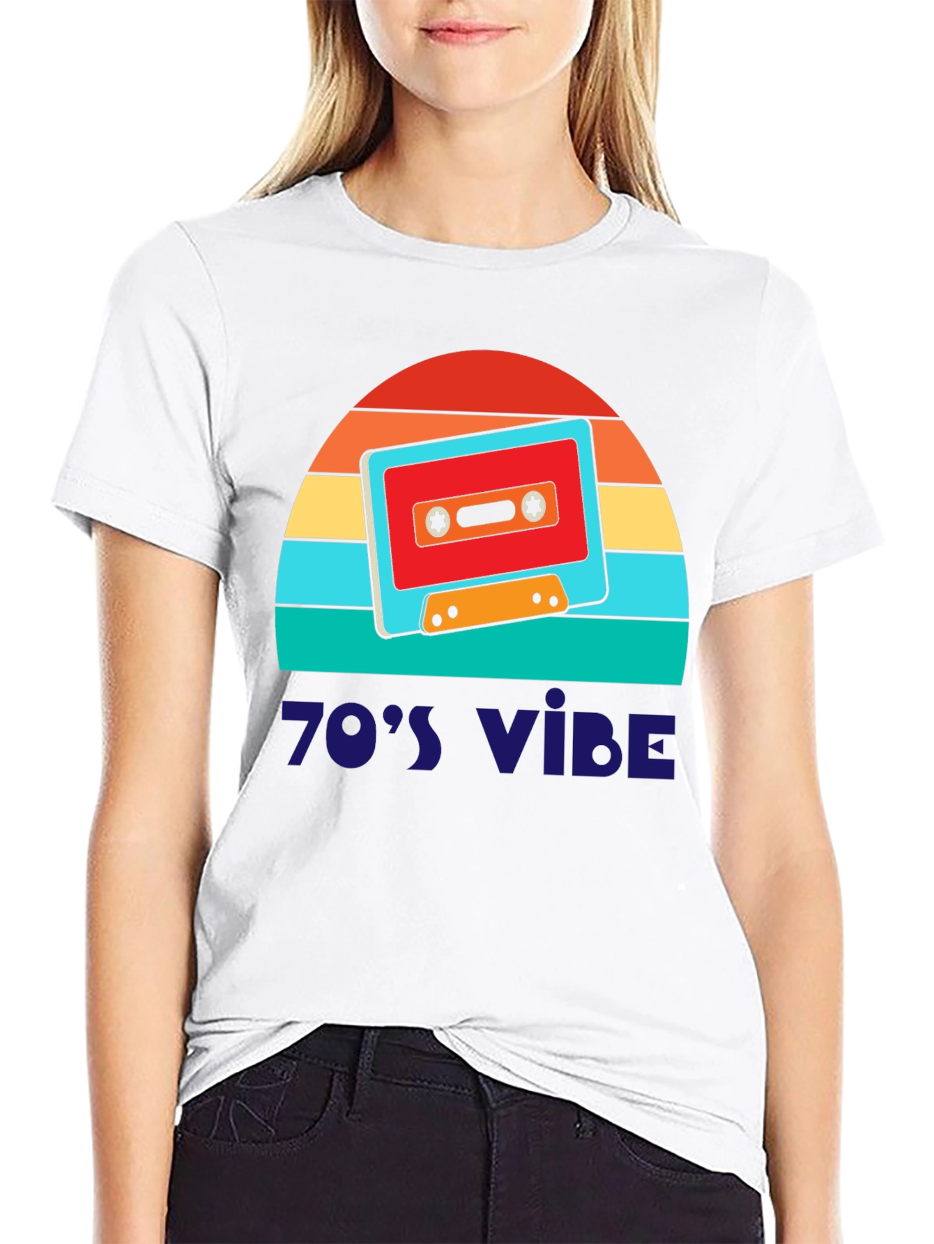 Black Retro 70's Vibe Graphic Tee view 9