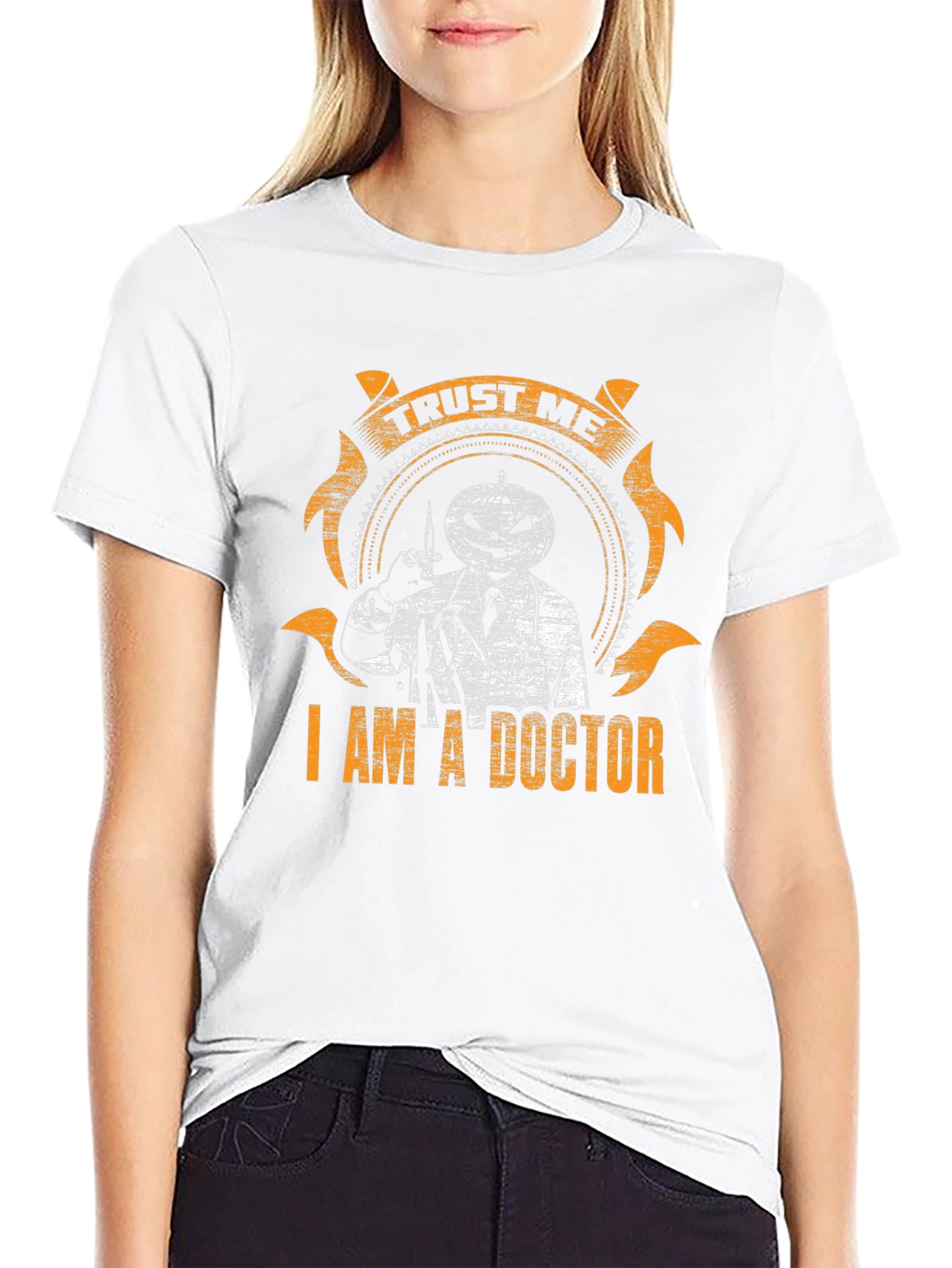Black Trust Me I'm A Doctor Halloween Pumpkin T-Shirt view 9
