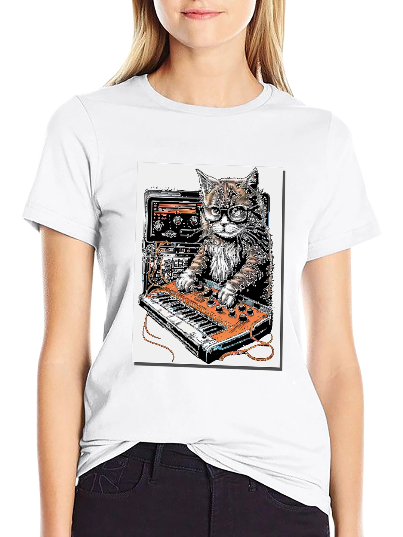 Black Cool Cat DJ Graphic T-Shirt view 9