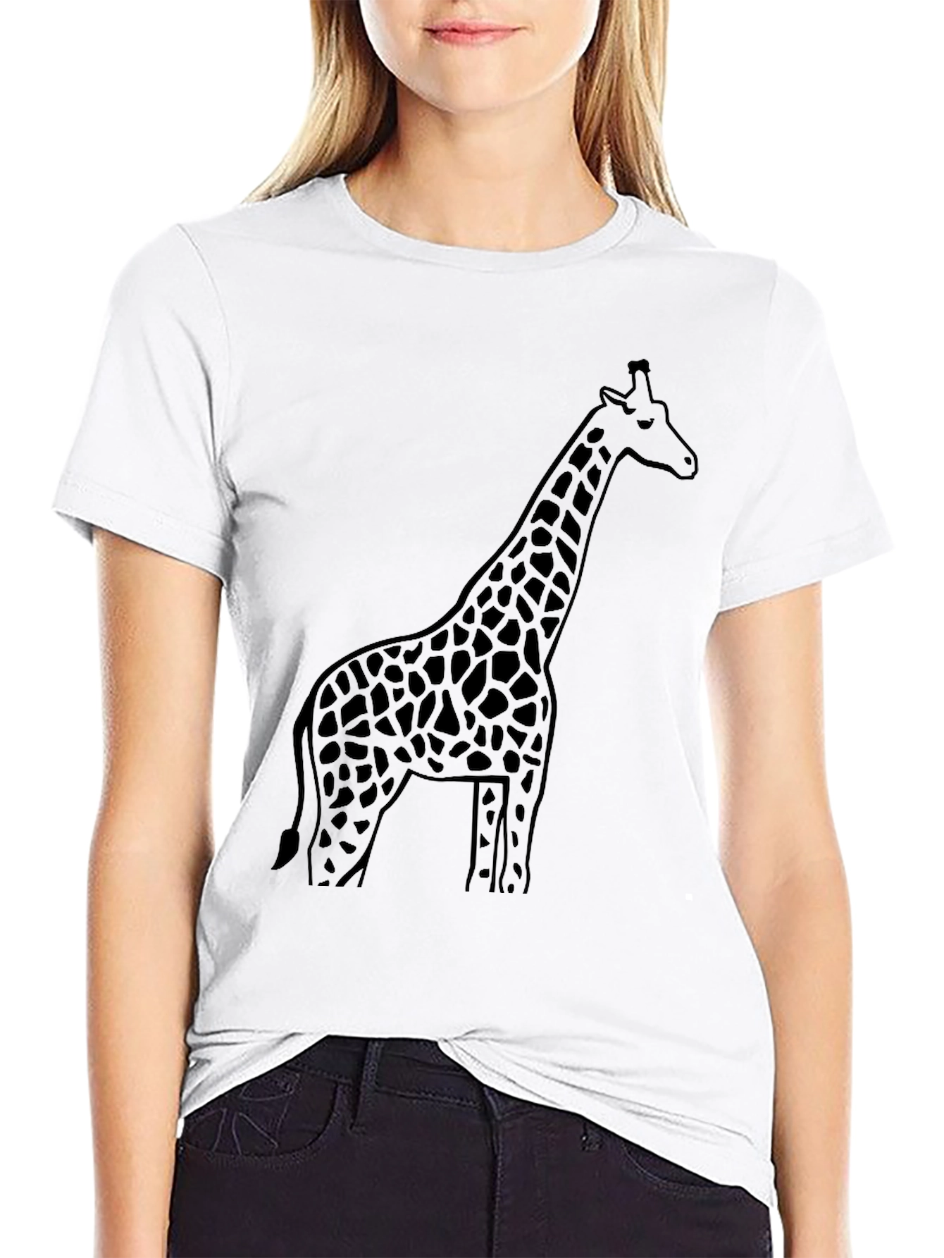 Black Giraffe Silhouette Black T-Shirt view 9