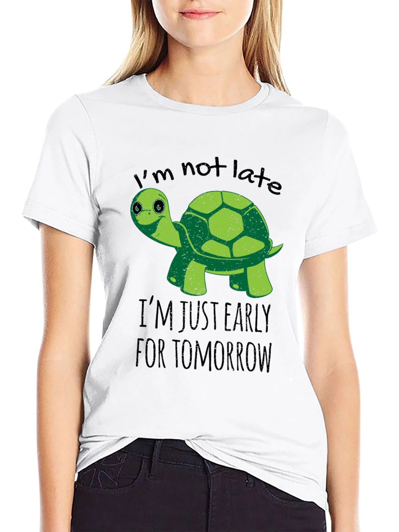 Black Funny Turtle T-Shirt: I'm Not Late, Early For Tomorrow view 9