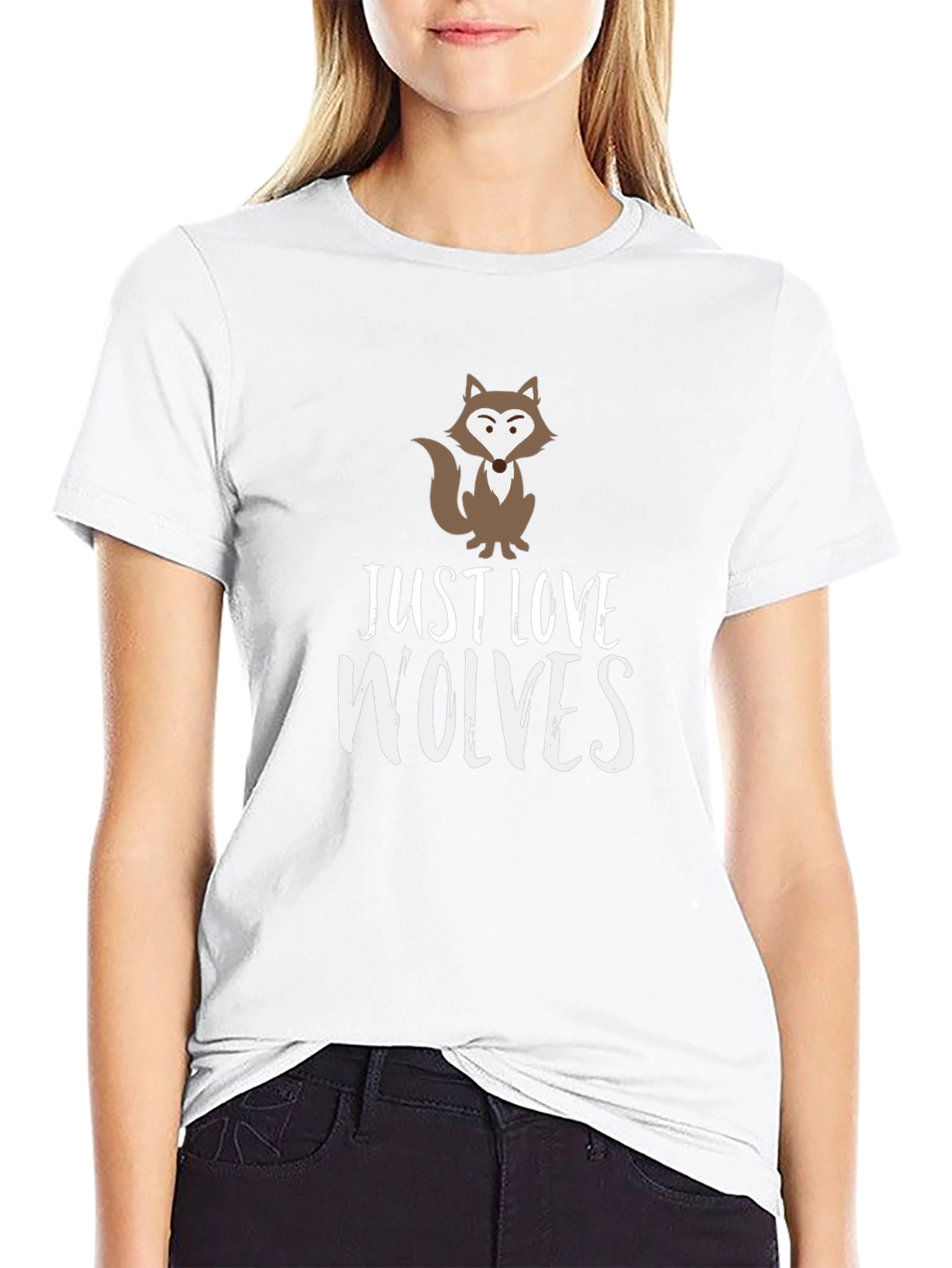Black Just Love Wolves Graphic T-Shirt - Animal Lover Tee view 9