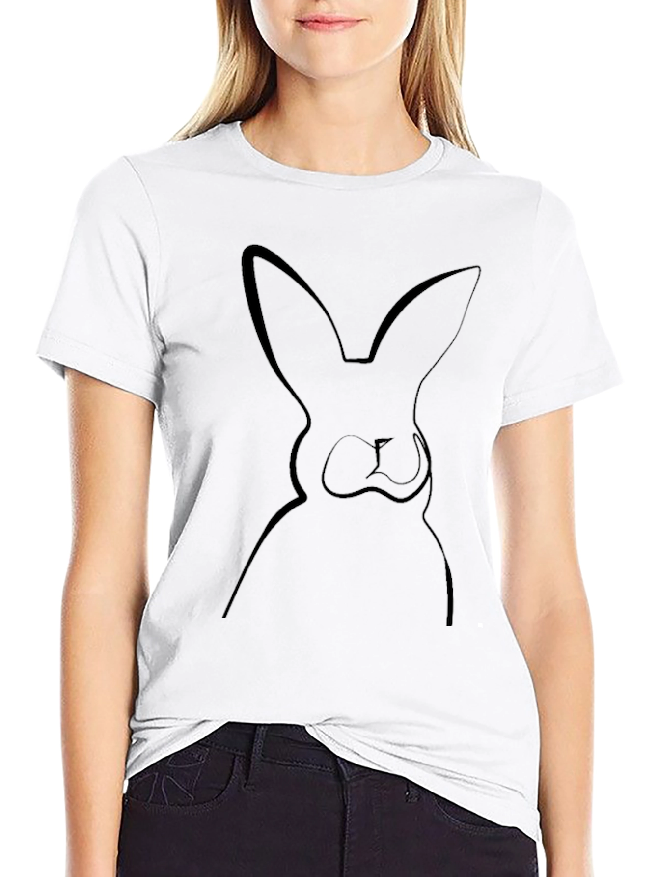 Black Black Bunny Outline Graphic Tee view 9